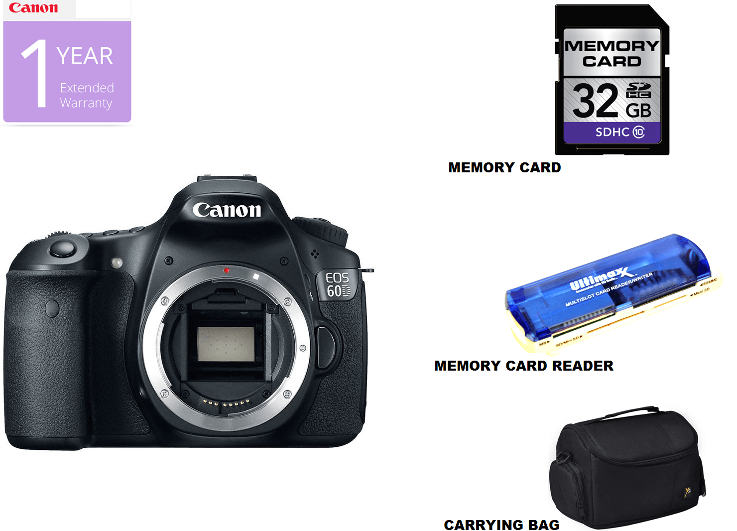 Canon EOS 60D 18MP DSLR Camera Body Only - Professional Digital SLR for Photography & Videography - Perfect for Travel, Portrait & Action Shots