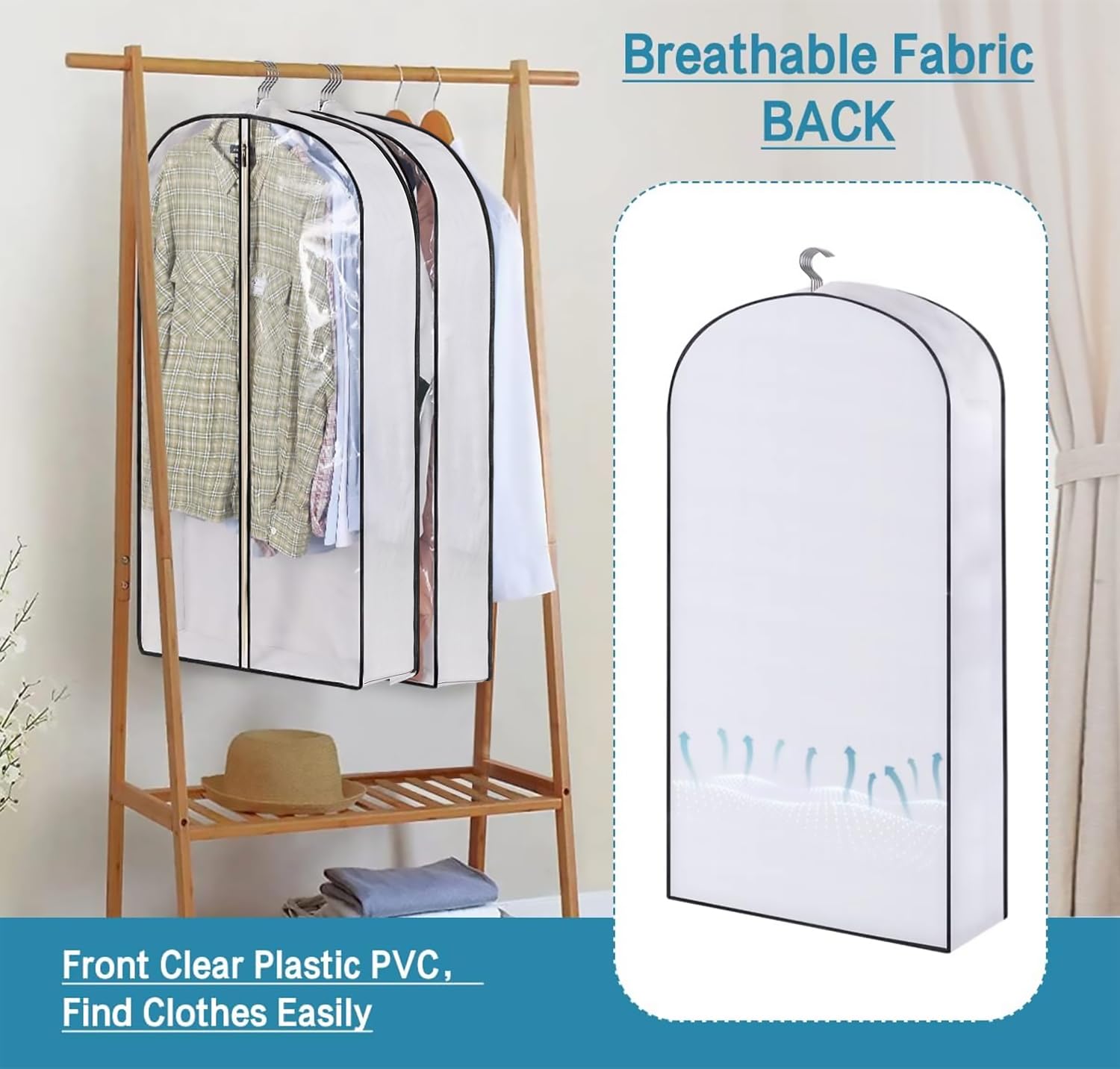 5-Pack Hanging Garment Bags & 2-Pack Costume Dance Garment Bags - Travel Storage, Closet Organization, and Costume Protection for Dancers