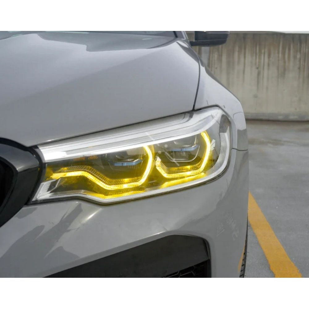 2017-2023 BMW M5 & 5 Series CSL Style LED Headlights with Yellow DRL - Compatible with F90/G30 Models | Upgrade Your Night Driving & Car Aesthetics