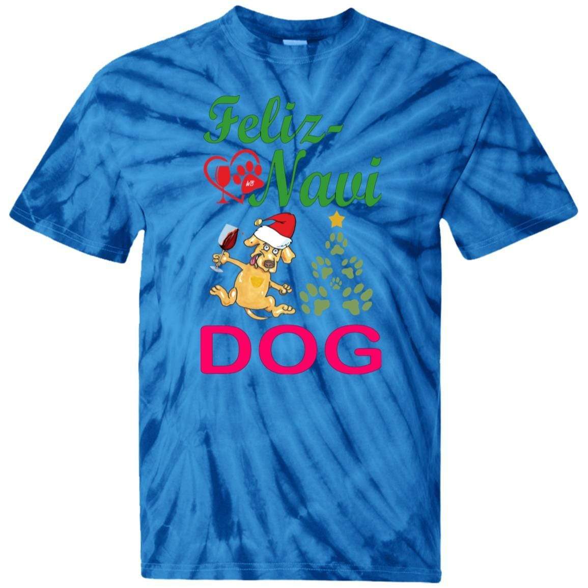 Feliz Navi Dog Tie Dye Youth T-Shirt | Christmas Holiday Graphic Tee for Dogs & Pet Lovers | Perfect for Xmas Parties, Pet Photos & Festive Gifts