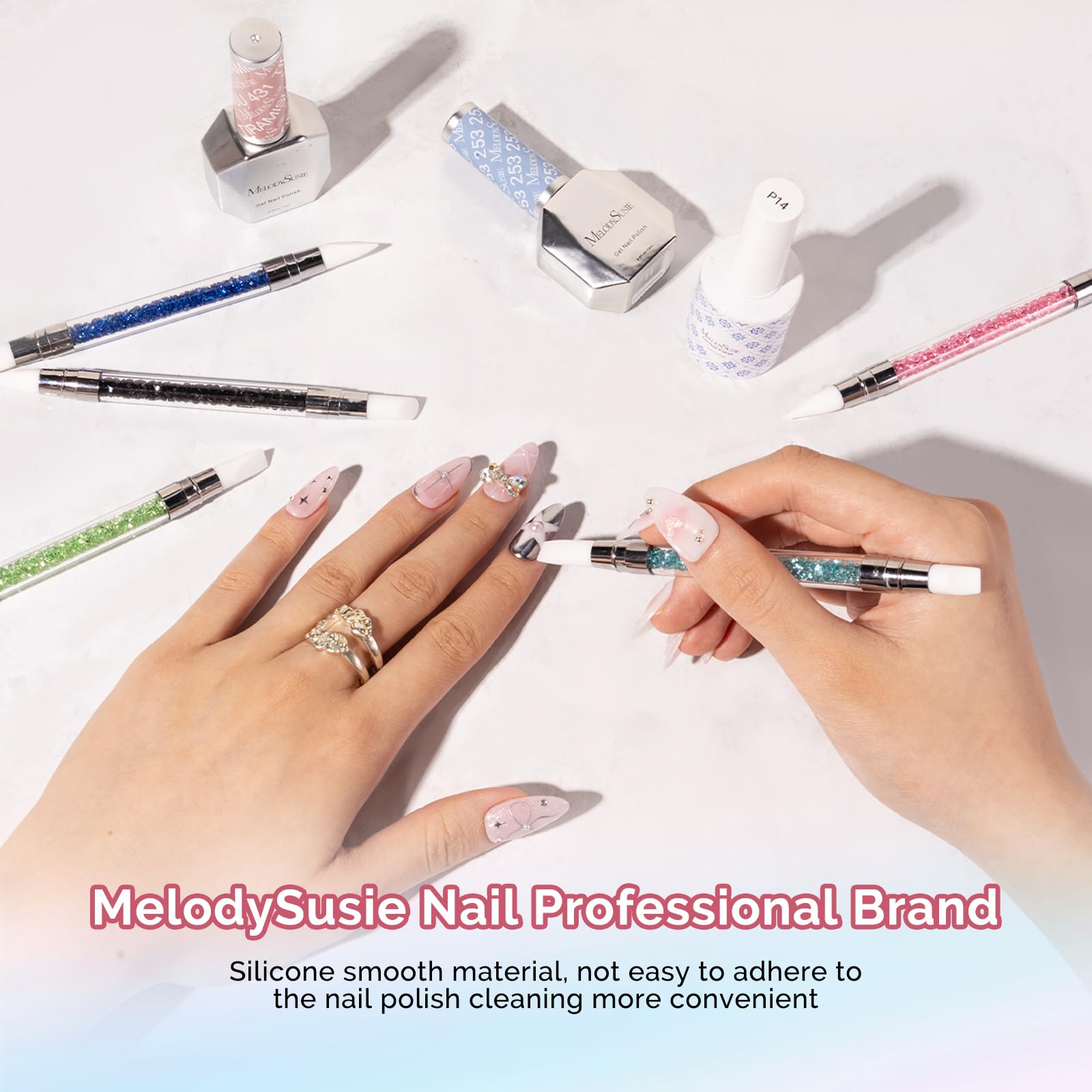 MelodySusie 5-Piece Dual-Tipped Acrylic Nail Art Brushes Set - Professional Nail Foil Carving, Sculpting & Design Tools for Home Salon & DIY Manicures - Perfect for Gel, Resin, and Acrylic Nail Art Applications