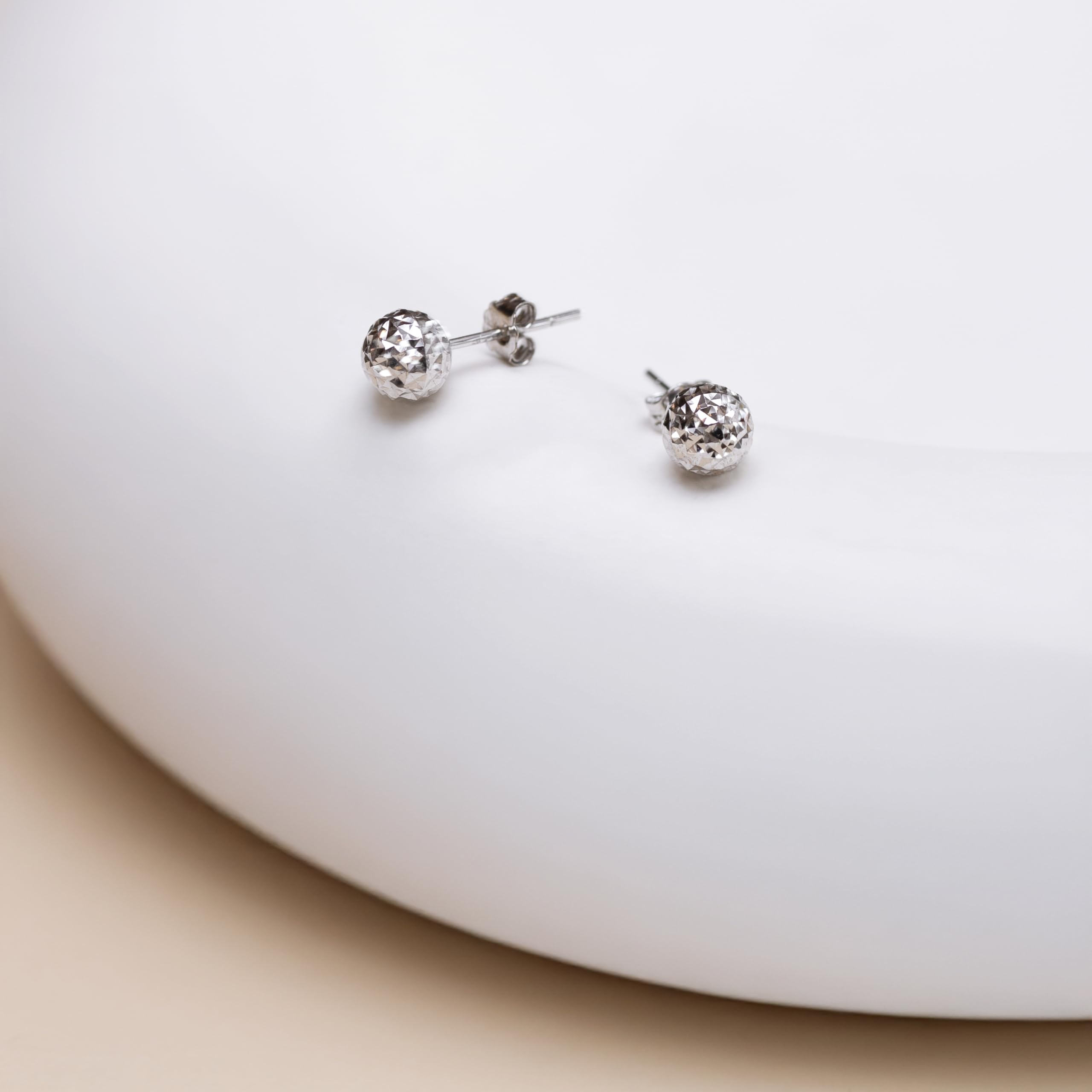 Carissima Gold 9ct Diamond Cut Ball Stud Earrings for Women - 6mm Elegant Gold Hoop Earrings for Daily Wear, Parties & Special Occasions