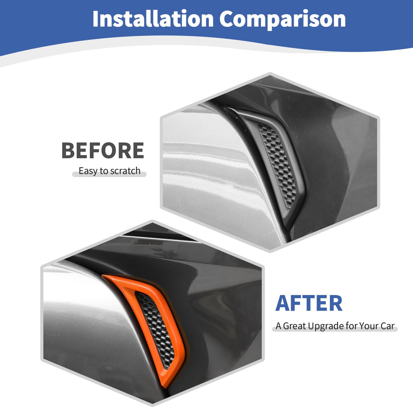 Jeep Wrangler JL JLU & Gladiator JT Side Fender Vent Decal Trim Cover - RT-TCZ Style (2018-2024) | Orange Exterior Accessories (2-Piece Set) | Off-Road Protection & Custom Styling Upgrade