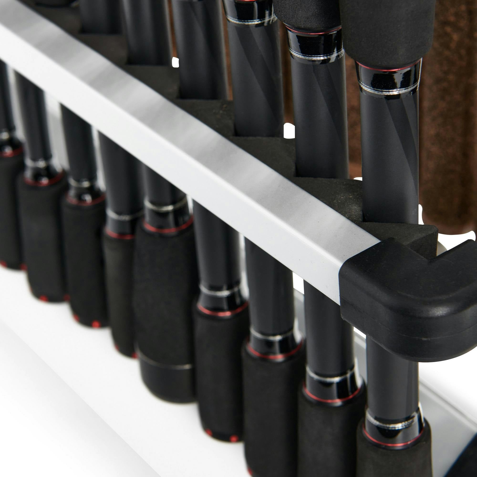 Abu Garcia Fishing Rod Floor Rack - Heavy Duty Rod Holder for Garage, Boat & Tackle Room Storage - Perfect for Organizing Fishing Gear at Home or on Water