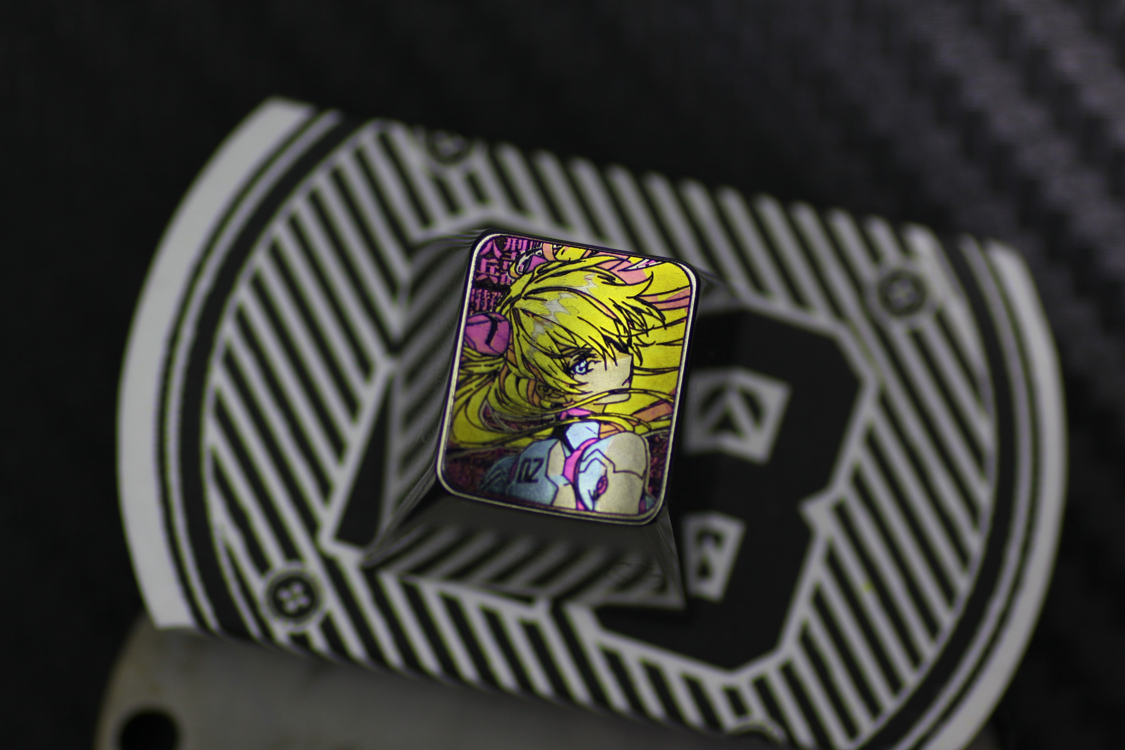 EVA Asuka Langley Soryu Titanium Carved Keycaps - Custom Anime Mechanical Keyboard Keycaps for Gaming & Typing - Perfect for PC, Mac, and Mechanical Keyboard Enthusiasts