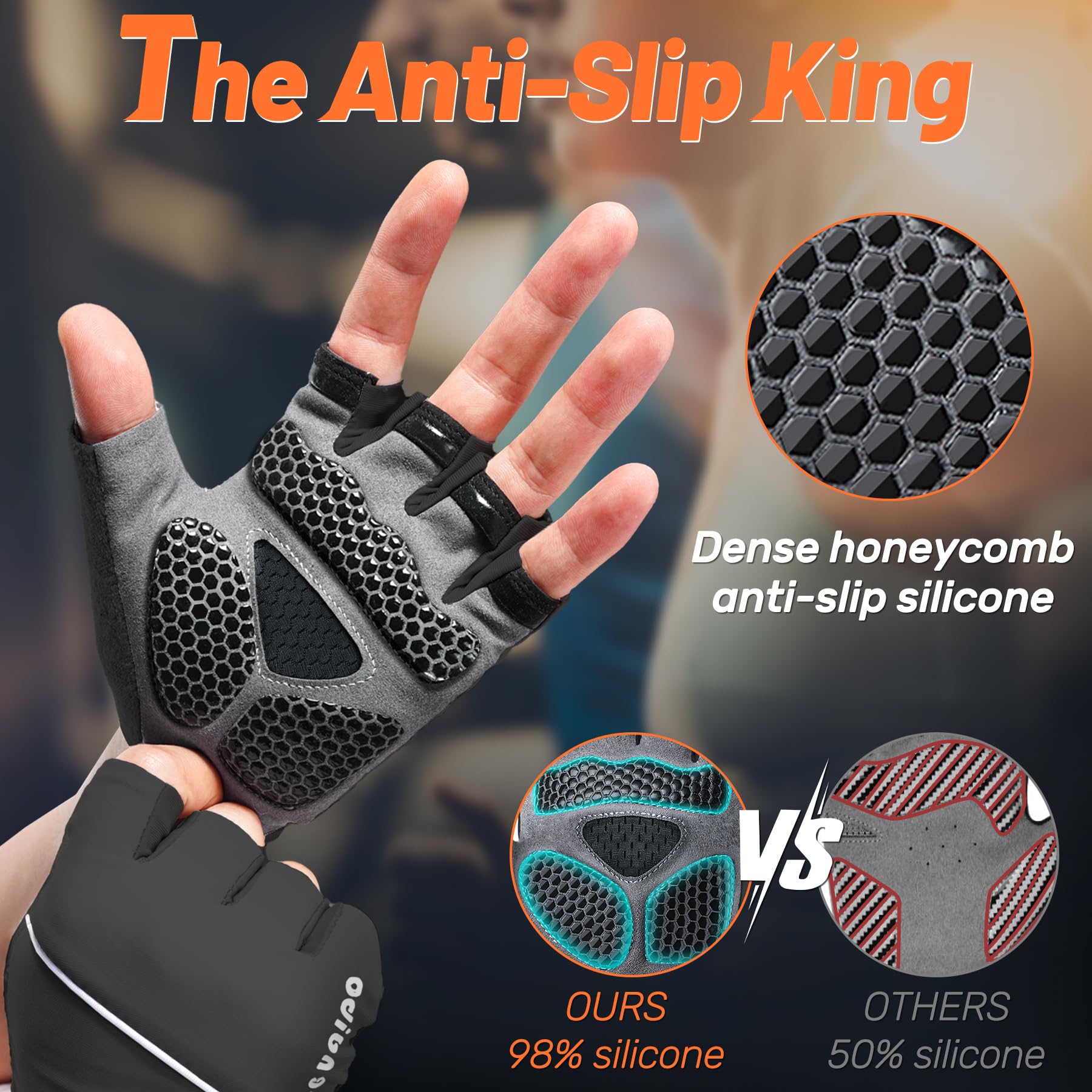 5-in-1 Workout Gloves for Men & Women - Premium Grip Weight Lifting Gloves with Detachable Wrist Support & Mesh Bag - Ideal for Gym, CrossFit, Powerlifting & Home Workouts