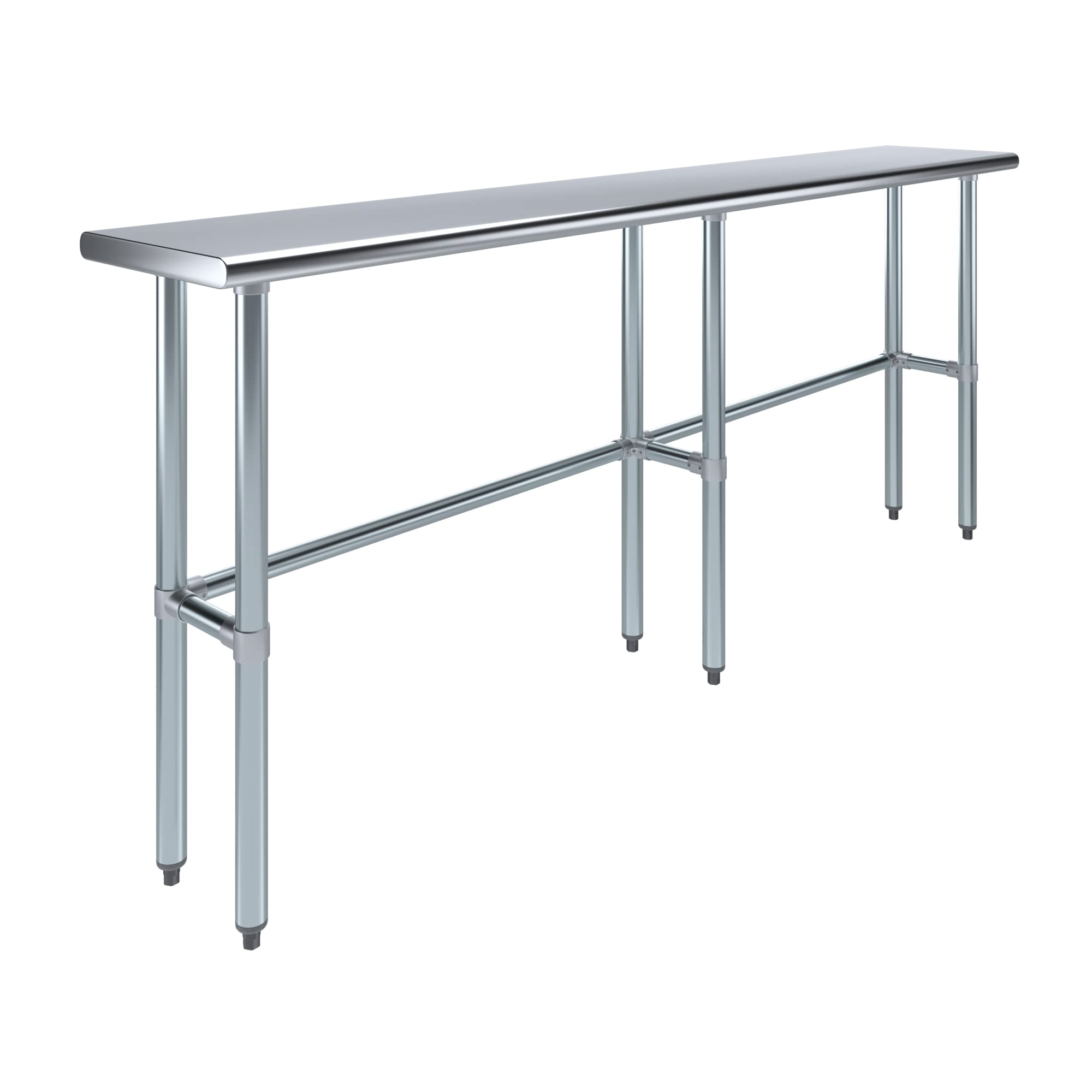 AmGood Stainless Steel Work Table Open Base | Heavy Duty Metal Work Bench for Garage & Kitchen (84