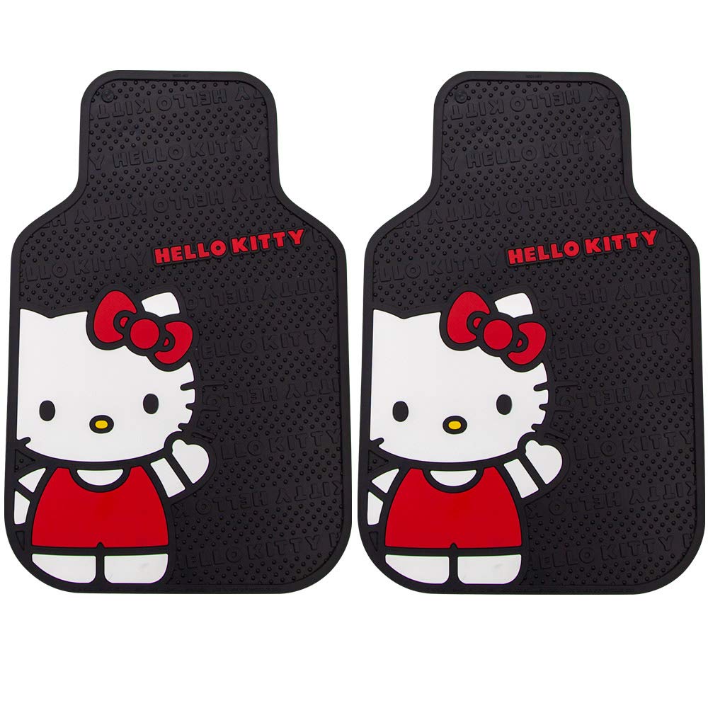Sanrio Hello Kitty Car Floor Mats - Non-Slip Rubber Seat Covers for SUV, Truck & Auto - Cute Kawaii Front & Rear Vehicle Accessories - Perfect for Gifts, Anime Fans & Car Decor