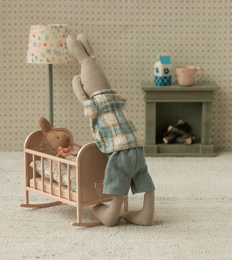 Maileg My Light Rose Cradle - Premium Wooden Doll Cradle for Girls | Perfect for Nursery Decor, Pretend Play & Gift Giving