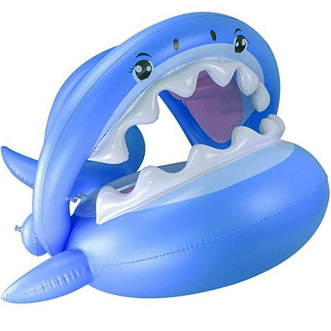 Inflatable Baby Float with Canopy - Adjustable Sunshade Shark Swim Ring for Toddlers 1-3 Years Old | Safe Pool Floaties for Kids, Perfect for Beach, Swimming Pools & Water Play