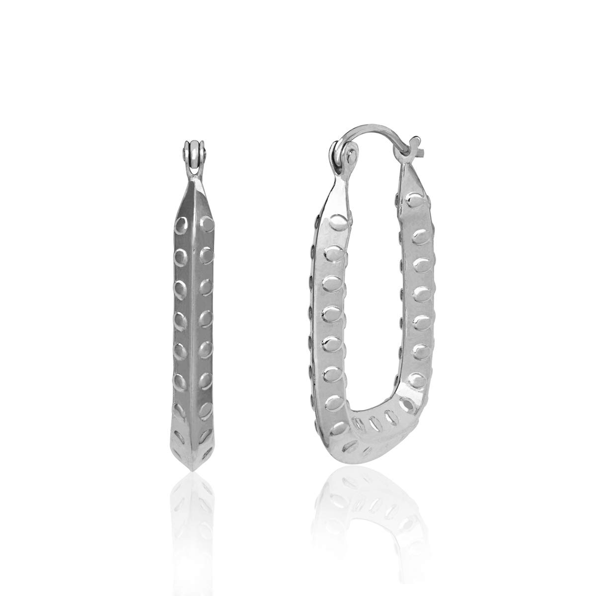14K Gold Textured Oblong Hoop Earrings for Women - Elegant Dangle Drop Earrings for Everyday Wear, Date Night & Special Occasions