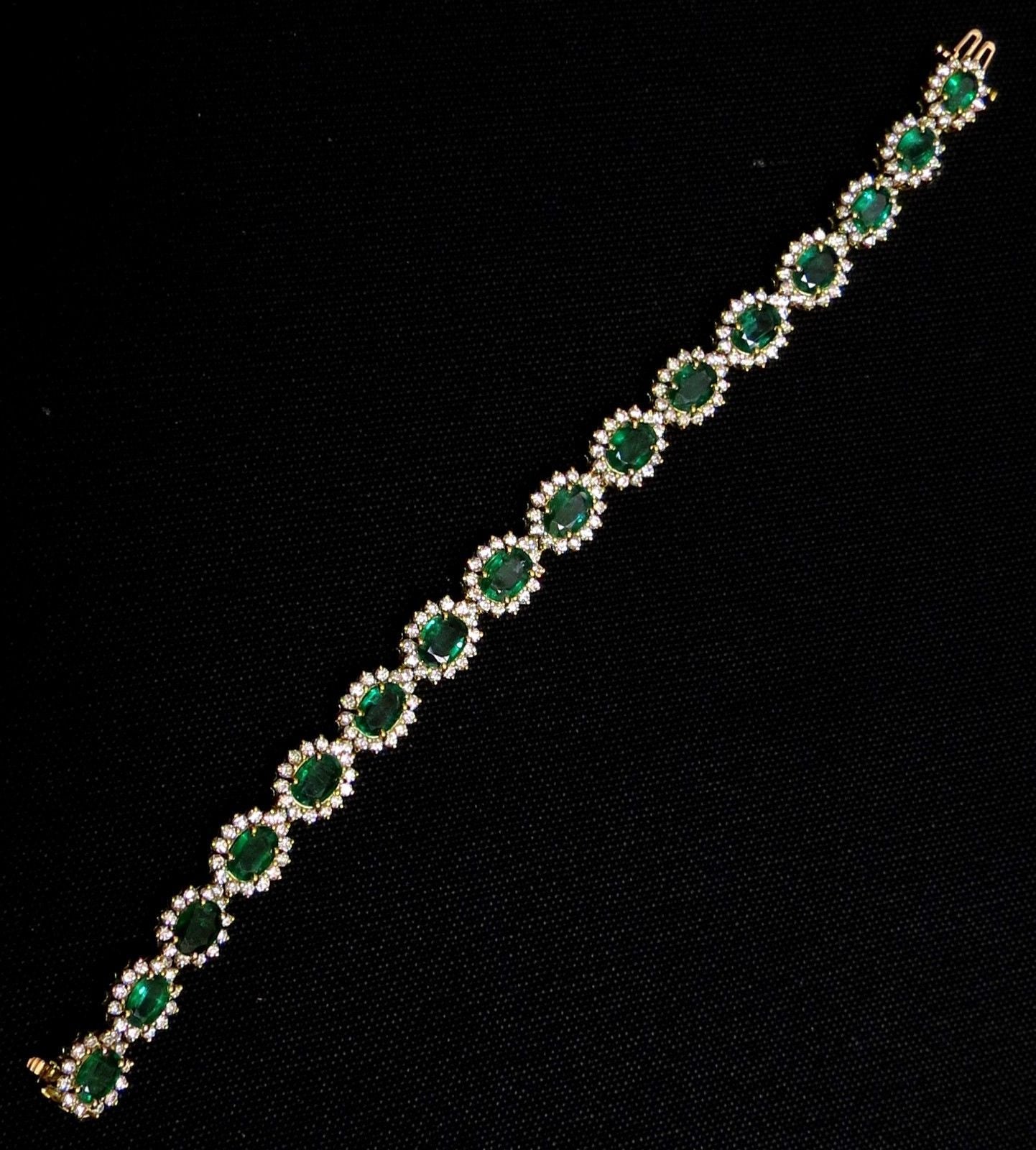 30.26CT Natural Zambia Vivid Green Emerald Diamond Bracelet - 8.5 Inch Luxury Jewelry for Women, Perfect for Weddings, Parties & Special Occasions