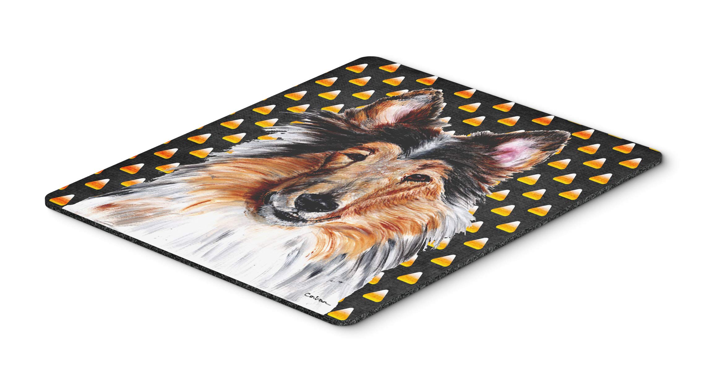 Collie Candy Corn Halloween Mouse Pad - Washable Large Mouse Mat for Home Office, Gaming & Computer Desks | Non-Slip Hot Pad & Trivet for Kitchen Use | Caroline's Treasures SC9646MP