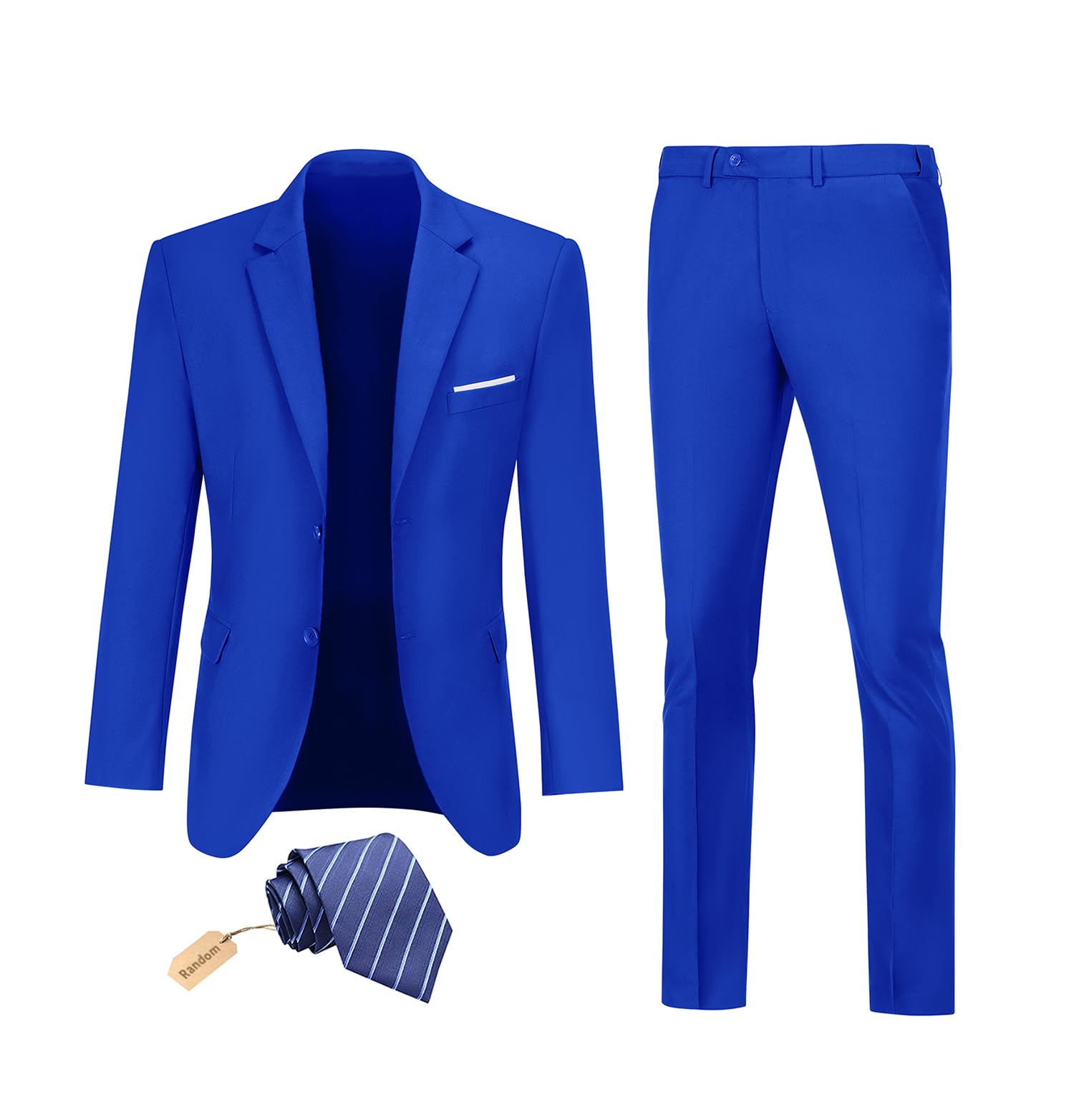 Men's Slim Fit 2-Piece Suit Set - Wedding Tuxedo & Groomsmen Blazer with Tie | Formal Prom, Business & Special Occasion Attire