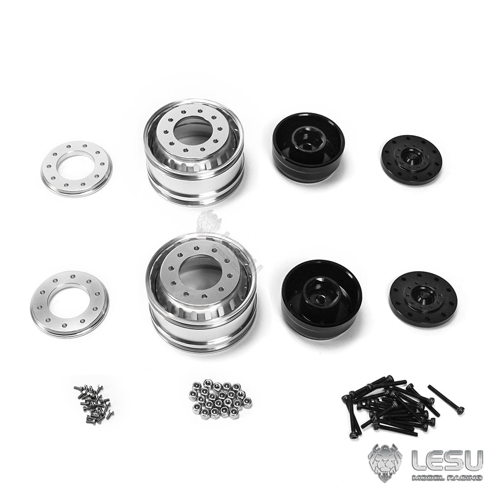 LESU Metal Wheel Hubs with Hexagon Bearing & Brake Drum for Tamiya 1/14 RC Dump Truck - Front Axle Upgrade Parts (Non-Powered) | Perfect for RC Construction Vehicle Customization & Off-Road Performance