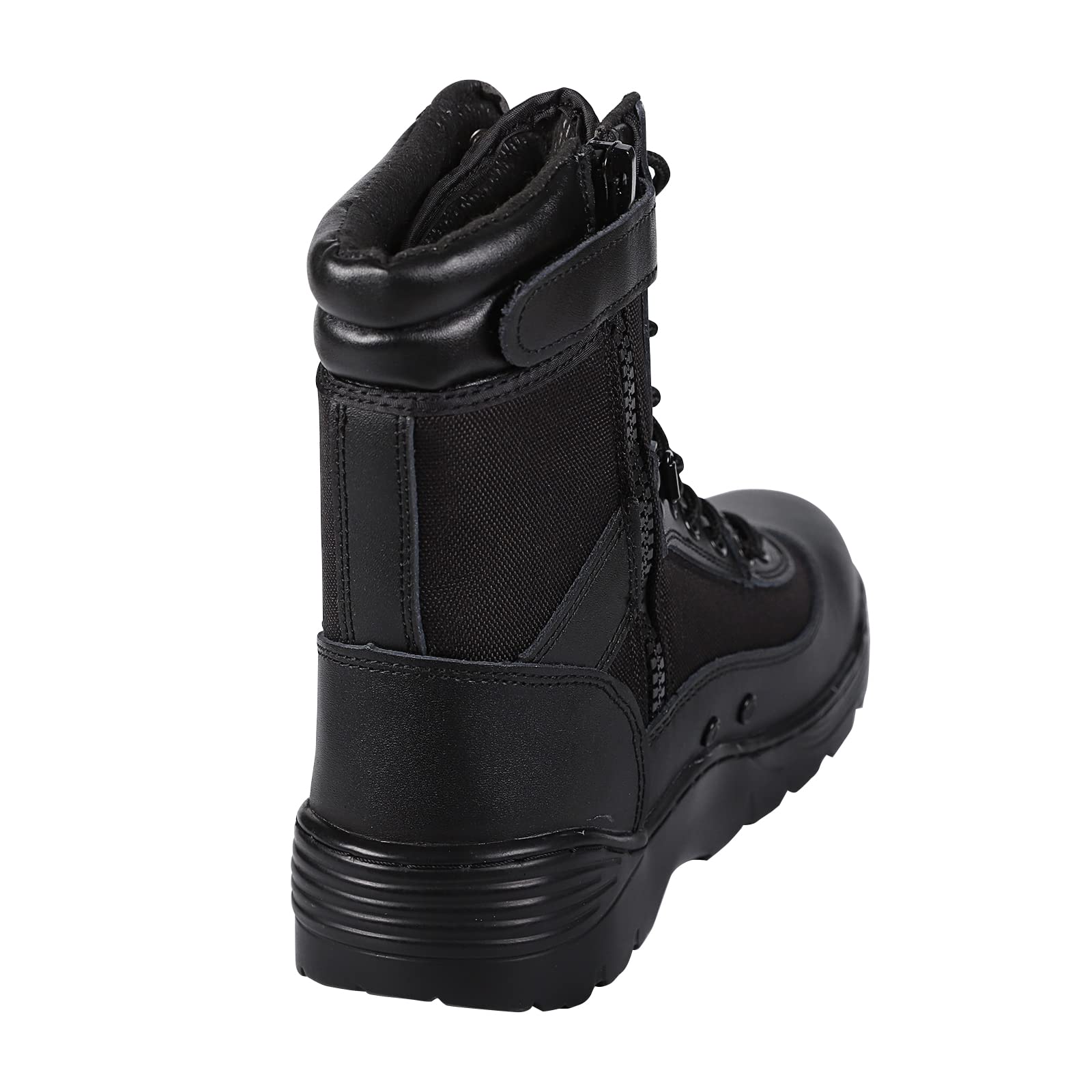 Men's Tactical Military Combat Boots with Side Zipper - Black Army Boots for Outdoor Hiking, Work & Adventure