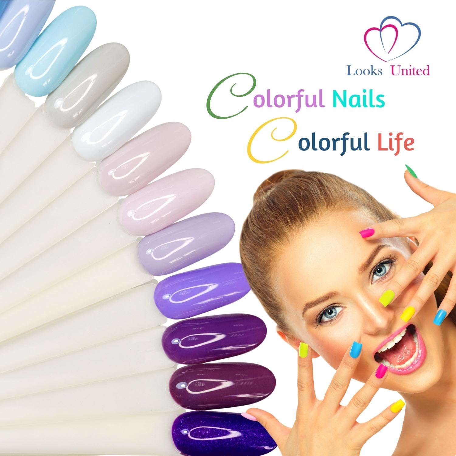 Looks United Smooth High Gloss Nail Polish Set - 6 Pack | Quick Drying, Long Lasting & Non-Toxic Nail Lacquer for Women | Perfect for Manicures, Pedicures & Special Occasions