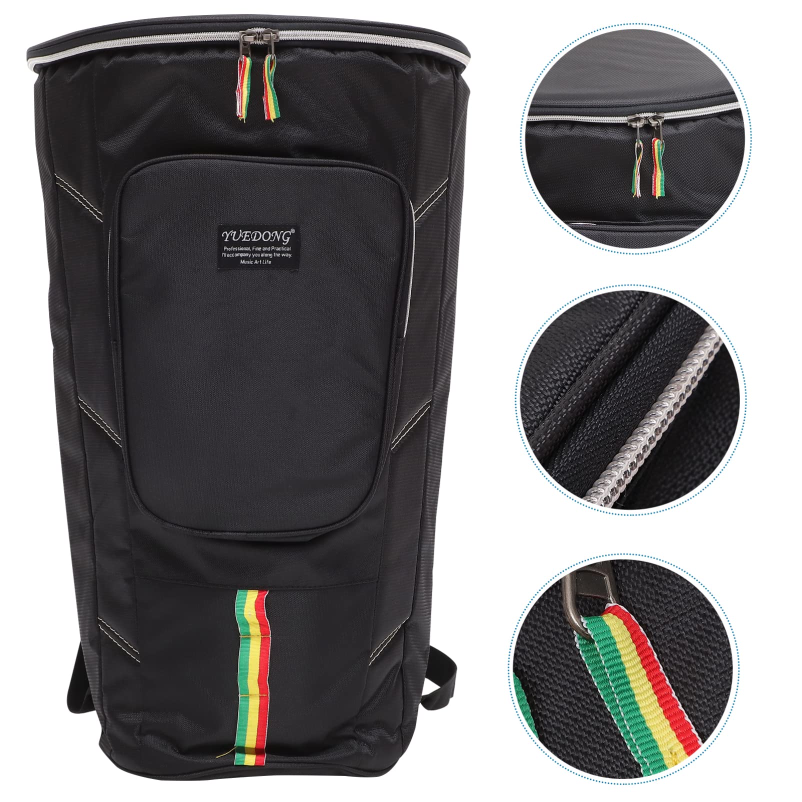 **Eringogo 12 Inch Djembe Drum Bag - Padded Backpack with Shoulder Strap, Accessory Pockets & Rainbow Zipper - Thickened Carrying Case for Professional Drummers & Performers - Perfect for Travel, Gigs & Music Lessons**