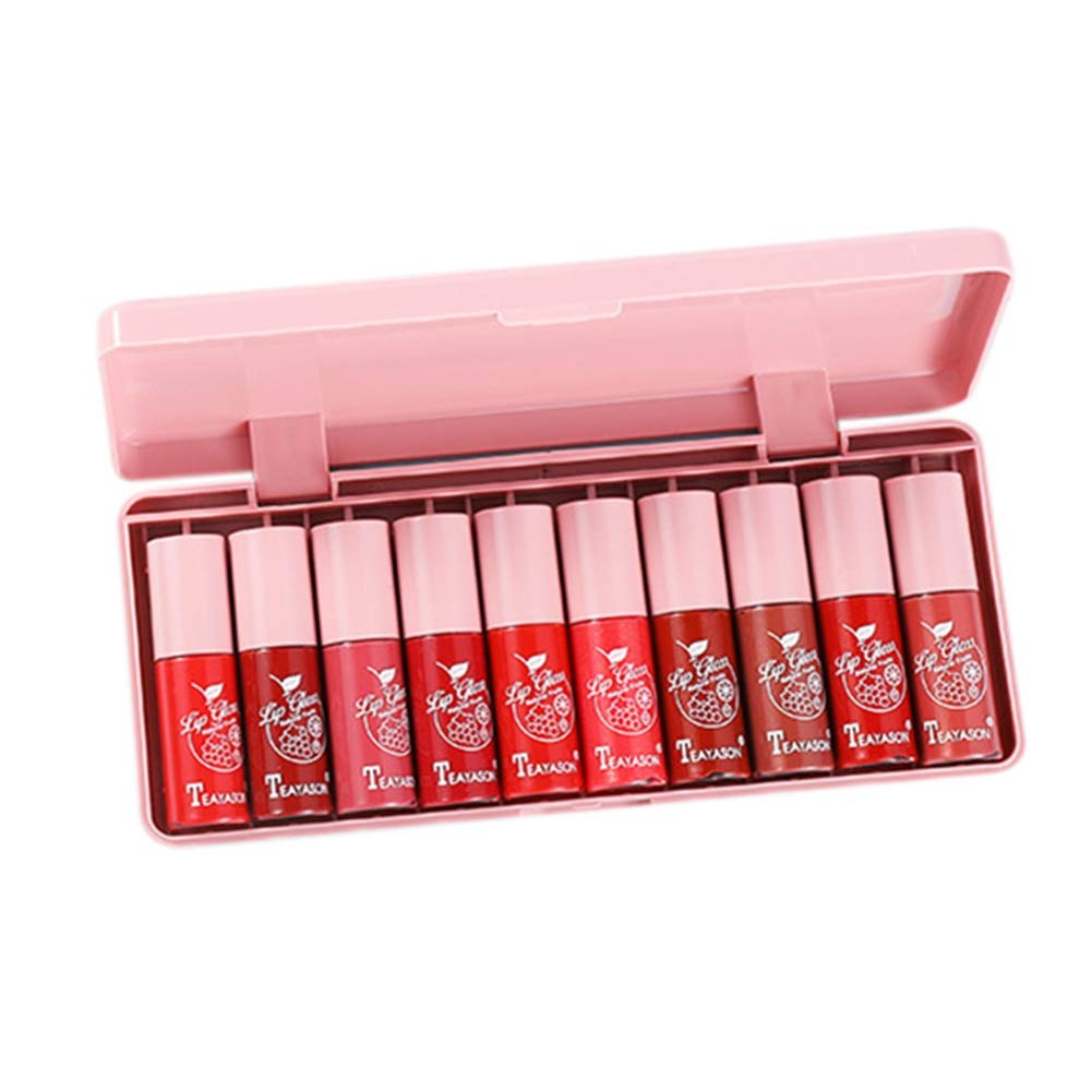 10 Pc Shimmery Lip Gloss Set for Women - Long Lasting Matte Nude Liquid Lipstick Kit, Waterproof Lip Makeup with High Pigmentation - Perfect for Daily Wear, Parties and Special Occasions