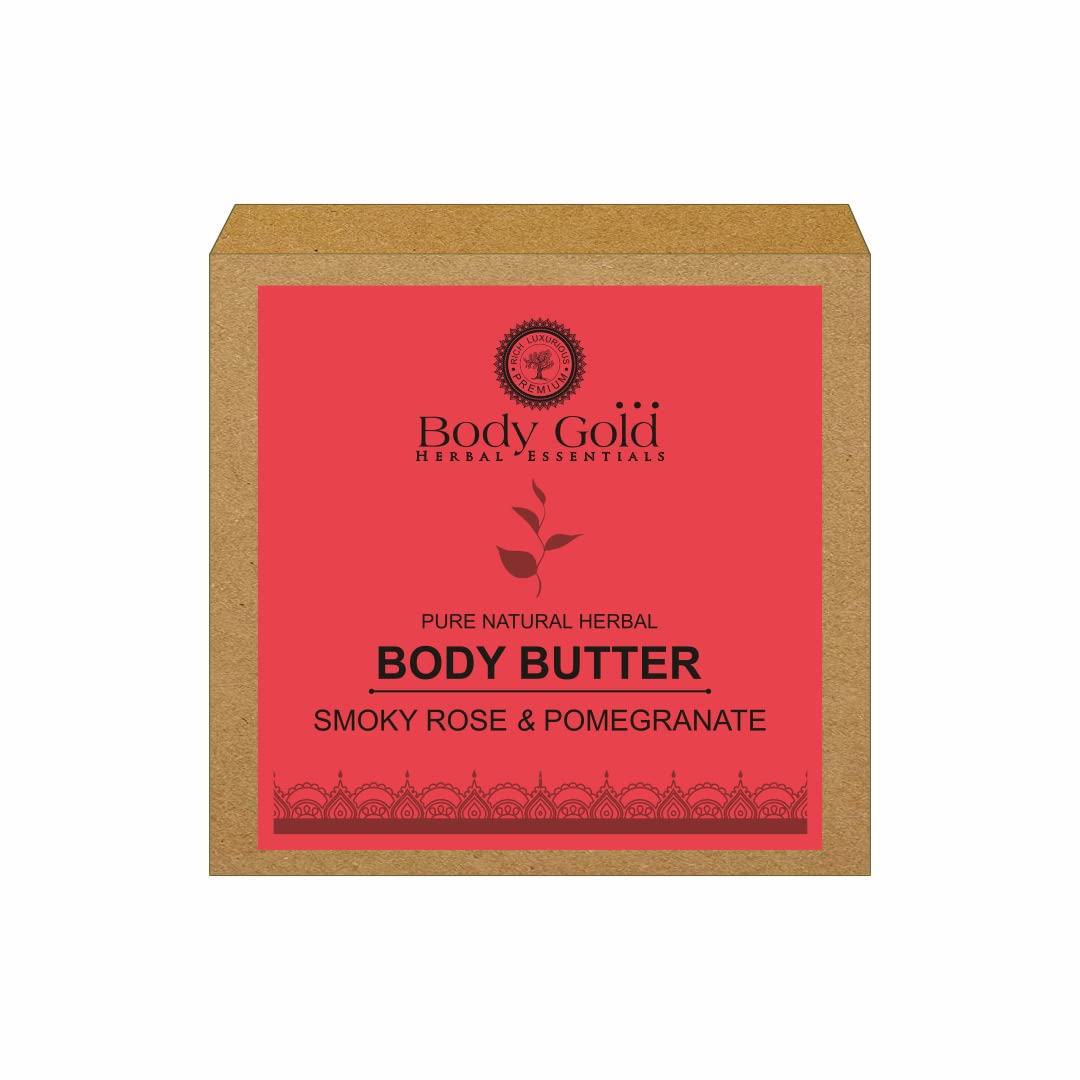 Body Gold Body Butter Cream - Pomegranate & Smoky Rose | Deep Moisturizing for Very Dry Skin | Anti-Flakiness Treatment | All-Season Hydration | Soothing Fruity Scent | 100g (BB-02) | Perfect for Daily Skincare & Winter Dryness Relief
