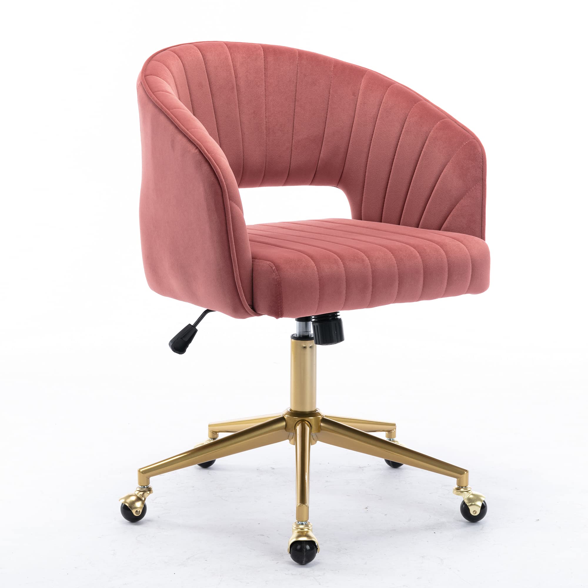 Velvet Upholstered Tufted Makeup Desk Chair with 30° Tilt & Swivel - Hollow Back Armchair for Bedroom, Living Room & Office - Perfect Vanity Seat, Home Office Chair & Study Desk Chair