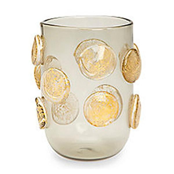 Elegant Gold Polka Dot Drinking Glasses Set of 4 - Stylish Grey Glassware for Cocktails, Wine & Home Bar Decor - Perfect for Parties, Weddings & Gifts