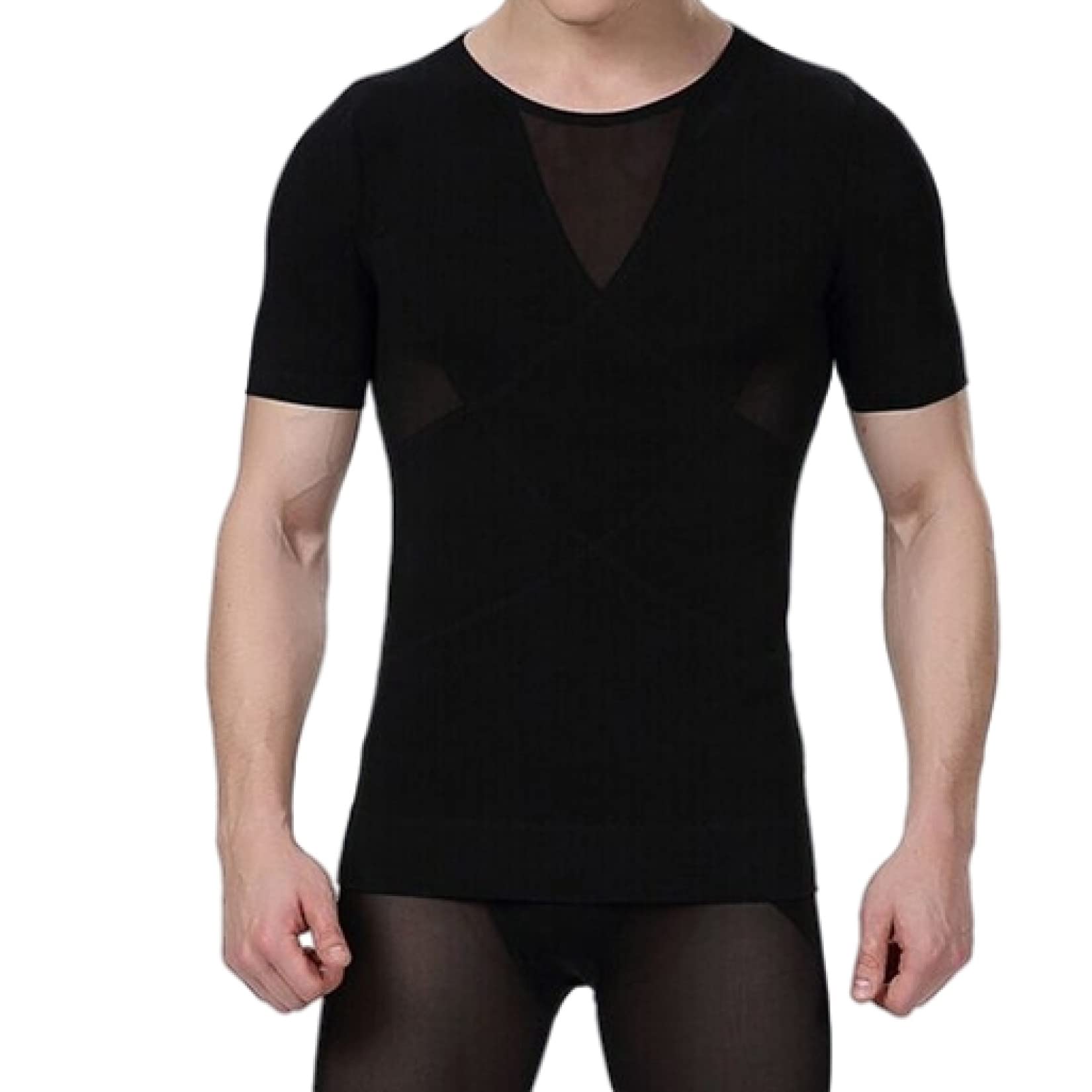 EBRICON Men's Slimming Body Shaper Shirt - Short Sleeve Shapewear Underwear for Tummy Control & Posture Support - Perfect for Workouts, Office Wear & Everyday Comfort