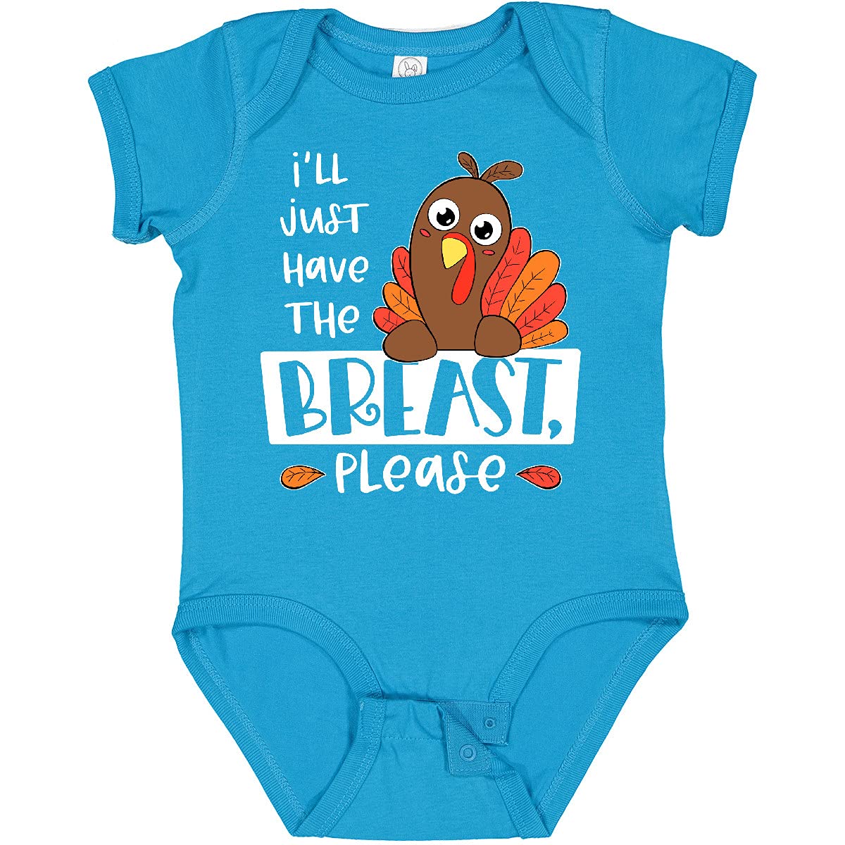 Inktastic 'I'll Just Have the Breast, Please' Cute Turkey Baby Bodysuit - Adorable Thanksgiving Outfit for Infants & Toddlers