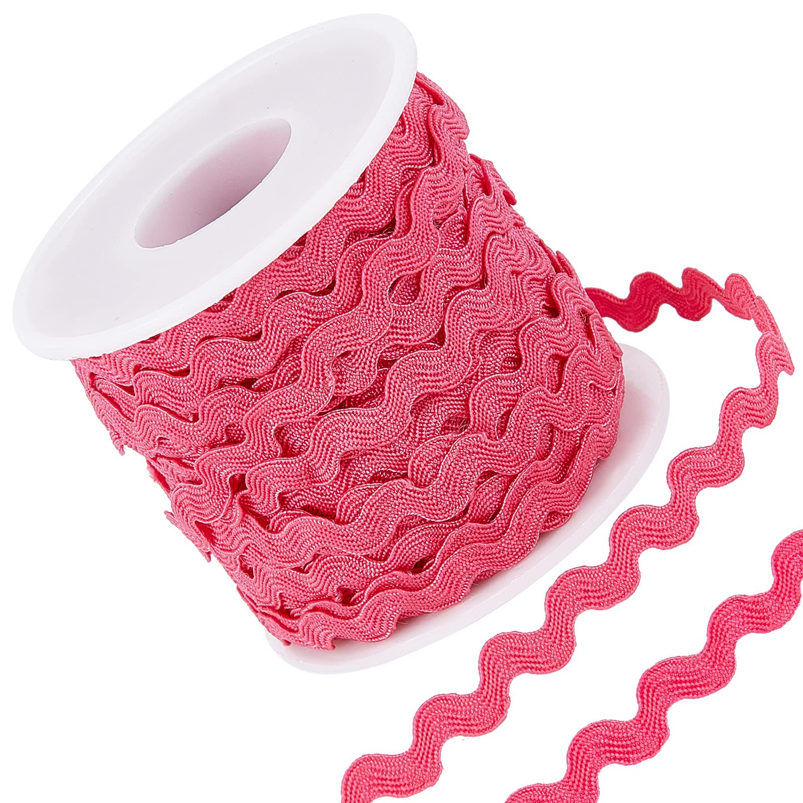 GORGECRAFT 27 Yard Deep Pink Rick Rack Trim Ribbon - 5mm Wavy Sewing Fringe for DIY Crafts, Wedding Dresses, Gift Wrapping - Perfect for Bridal Embellishment, Party Decor & Costume Design
