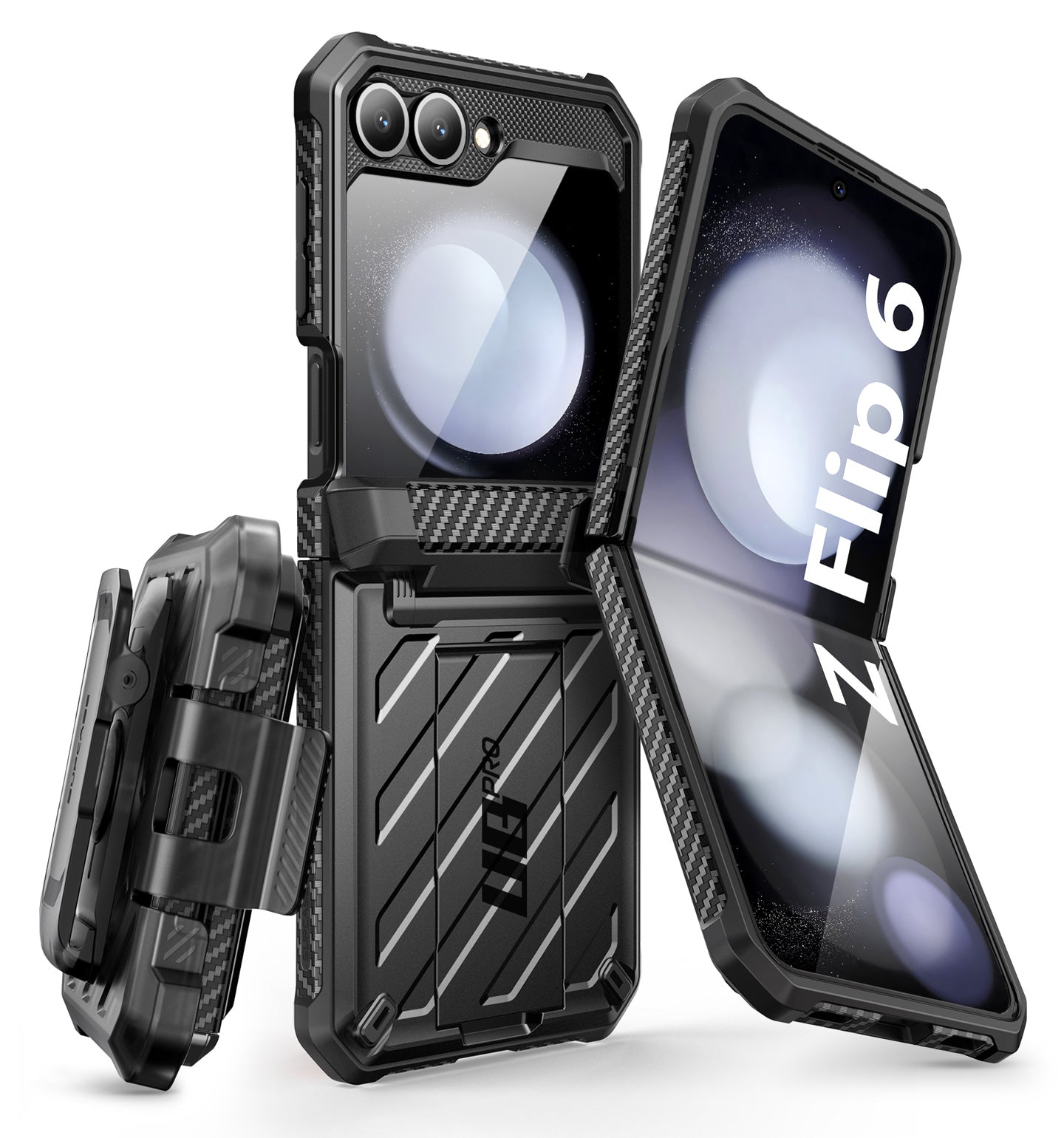 Samsung Galaxy Z Flip6 Unicorn Beetle PRO Rugged Protective Case with Belt Clip - Heavy Duty Shockproof Cover for Everyday Use, Outdoor Activities & Work (Black)