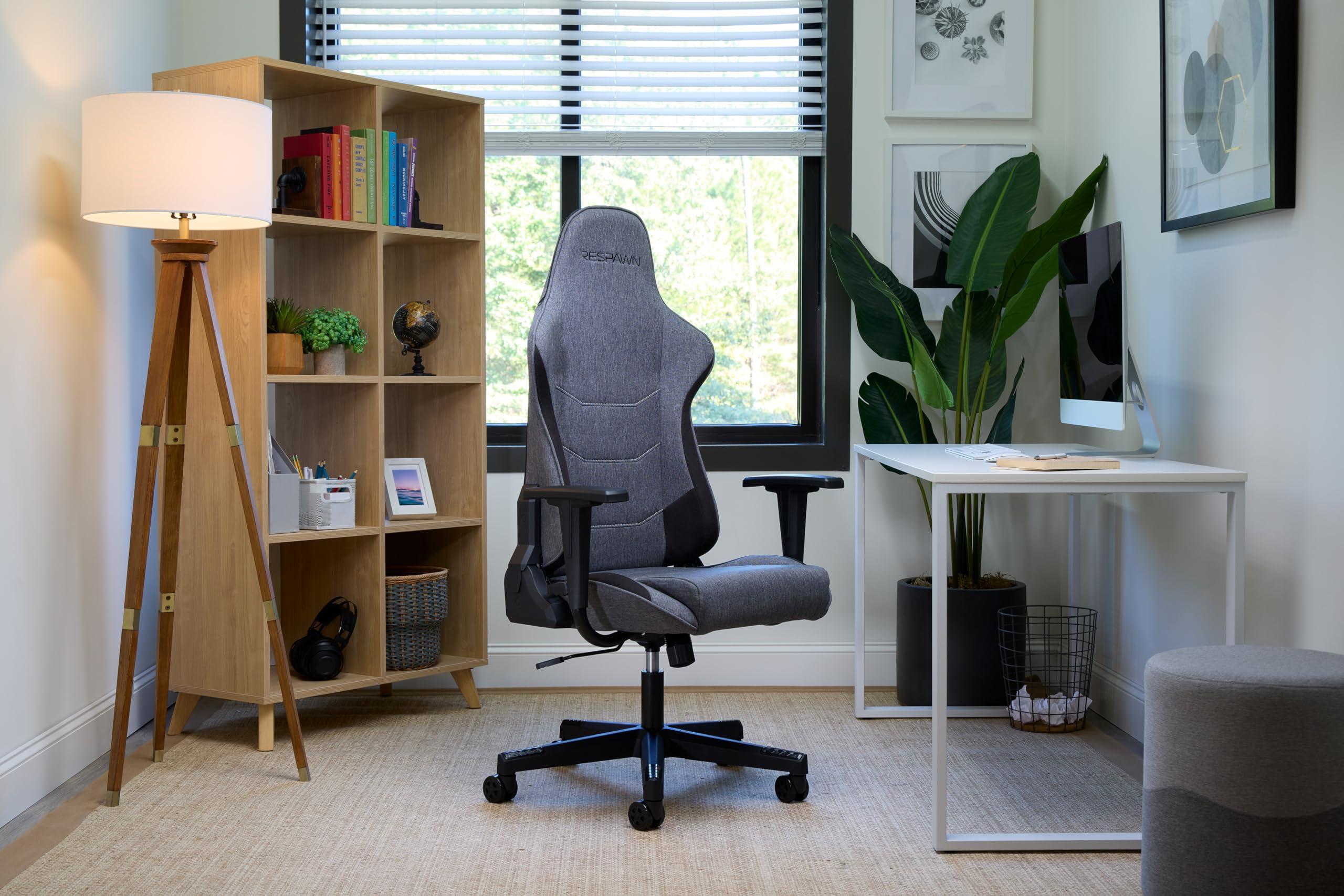 RESPAWN 110 Ergonomic Gaming Chair - Grey Fabric PC Computer Chair with Headrest & 135° Recline for Adults | Comfortable Office & Video Game Chair for Home, Streaming & Esports