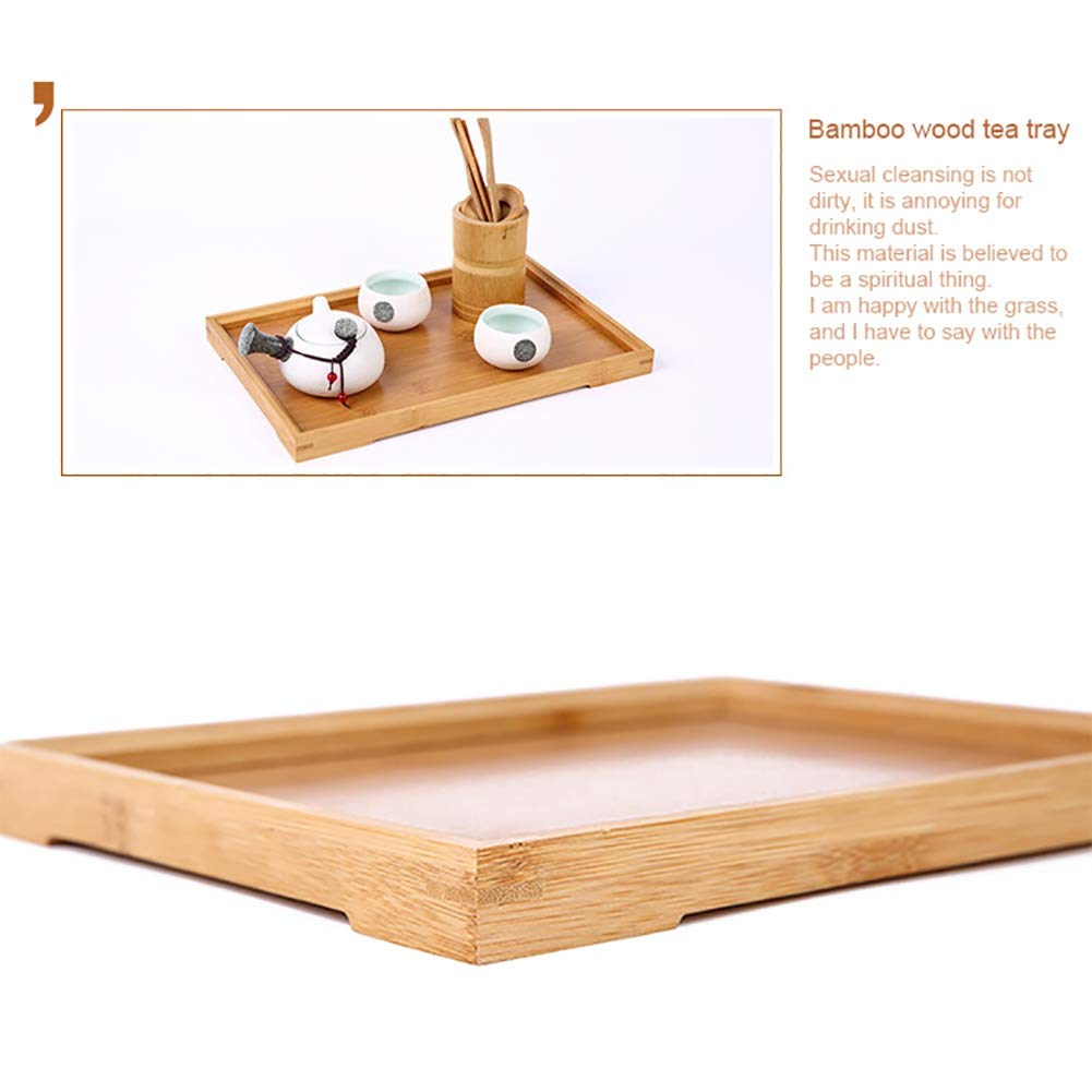 **Forart Rectangle Bamboo Butler Serving Tray with Handles – Solid Bamboo Wood Tray for Breakfast, Coffee, Tea & Snacks – Rustic Ottoman Tray for Dining, Living Room & Bedroom Decor**