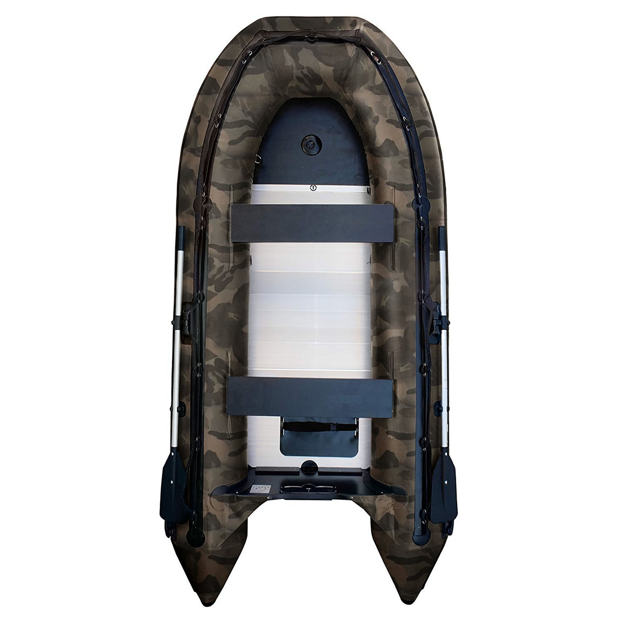 Aleko 12.5 ft Inflatable Fishing Boat with Aluminum Floor - Camouflage Design for Hunting & Water Sports | Portable Boat for Lakes, Rivers & Coastal Use