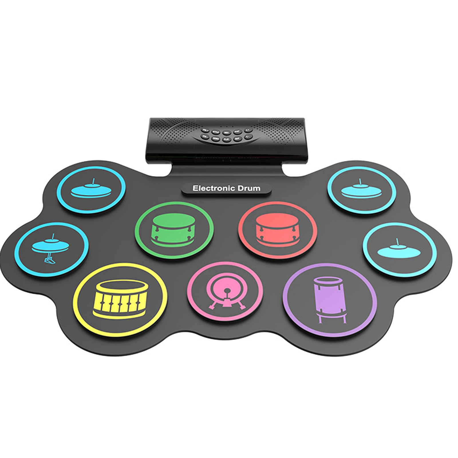 RROWER Electronic Drum Set with Bluetooth, Portable Practice Pad Kit - Includes Speakers, Drum Pedals, Headphone Jack & Drumsticks for Kids & Beginners | Perfect for Home Practice, Music Lessons & Live Performances