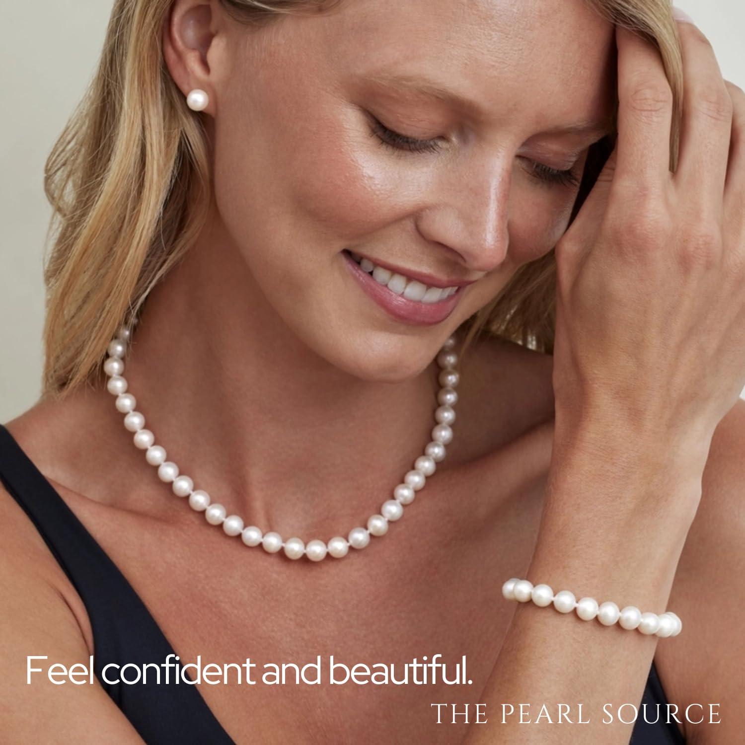 14K Gold Akoya Pearl Jewelry Set - Necklace, Bracelet & Earrings for Women | Wedding & Party Wear