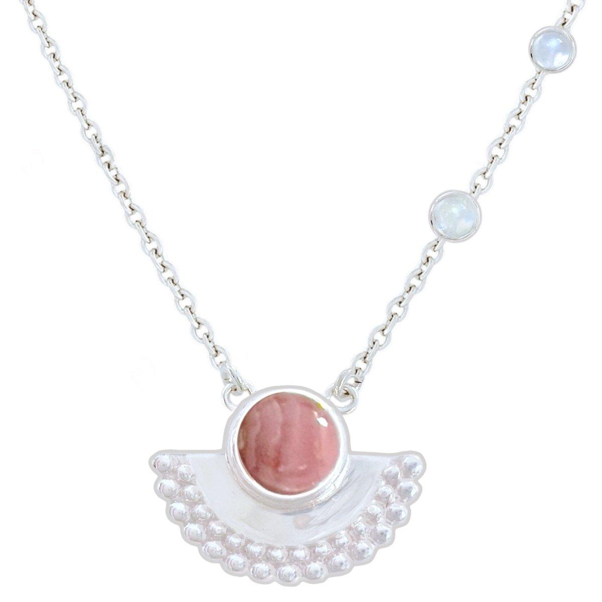 Dare To Dream Rhodochrosite Necklace for Women - Elegant Rose Quartz Pendant Jewelry Gift for Her - Perfect for Valentine's Day, Anniversary & Special Occasions