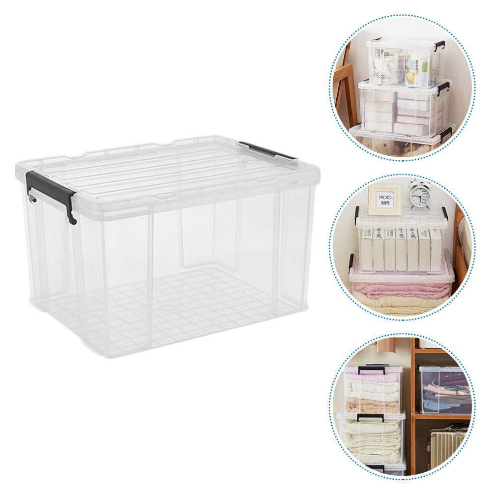 1pc Plastic Storage Box with Lid - Organizer for Clothes, Sundries & Household Items | Space-Saving Home, Office & Closet Organization Solution