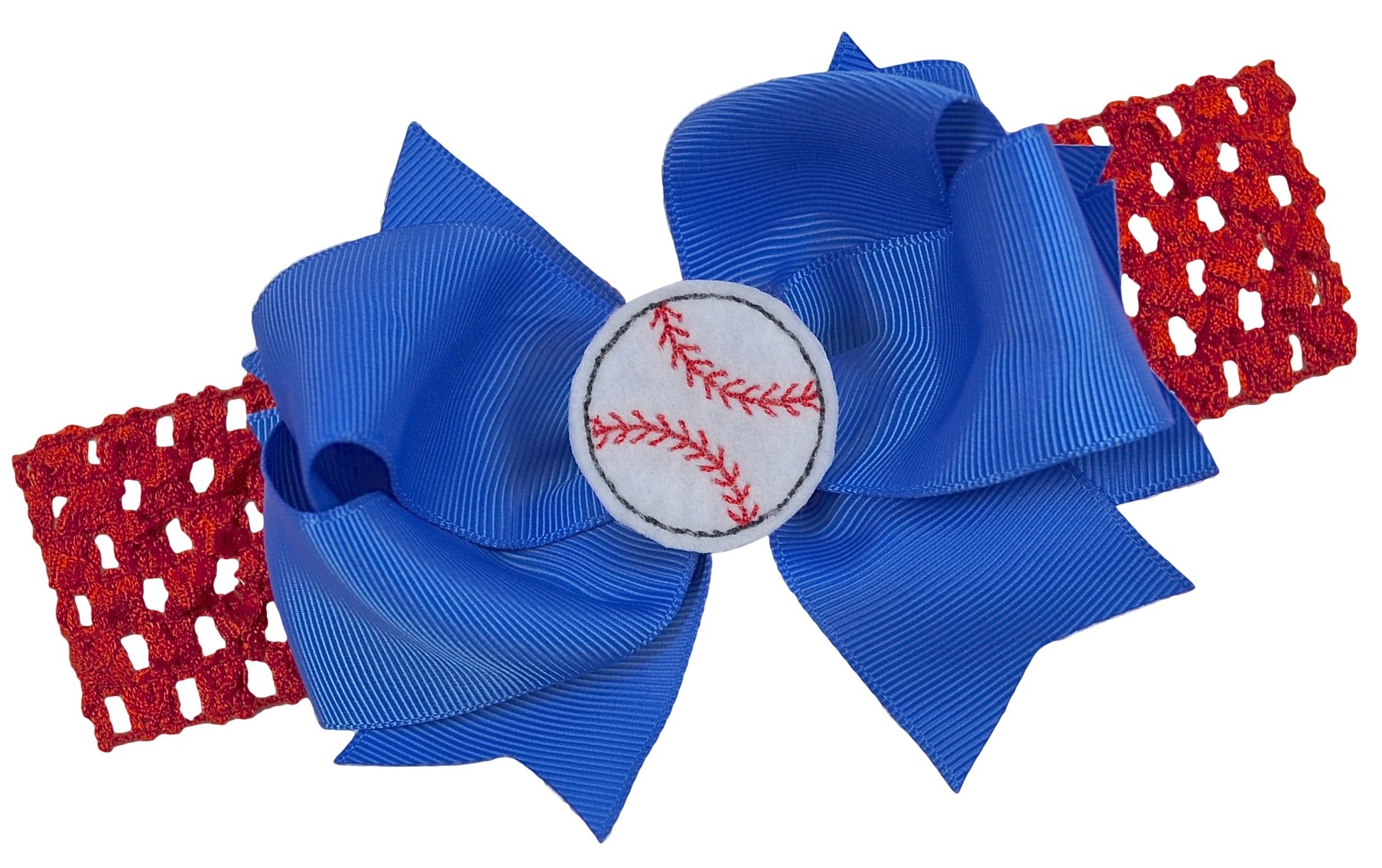 Funny Girl Designs Baseball Team Fan Bow & Crochet Headband for Babies & Toddlers (0-24 Months) - Perfect for Game Day, Team Spirit & Photo Props