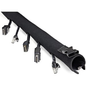 1M (40IN) Neoprene Cable Management Sleeve with Zipper Buckle - 3CM (1.2IN) Diameter - Computer/PC Power/Network/AV Cord Cover - Flexible Cable Organizer Wrap - Black (WKSTNCMZP) - Perfect for Home Office, Gaming Setup & TV Entertainment System