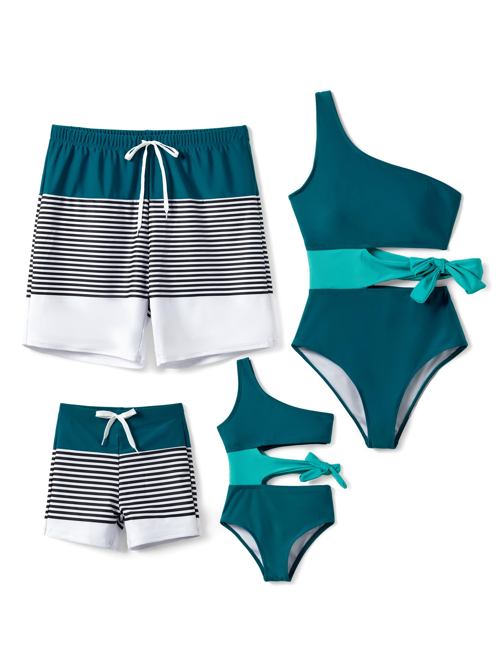 Stylish One Shoulder One Piece Swimsuit for Women with Waist Cutout - Family Matching Bathing Suits | Perfect for Beach Vacations, Pool Parties & Summer Getaways