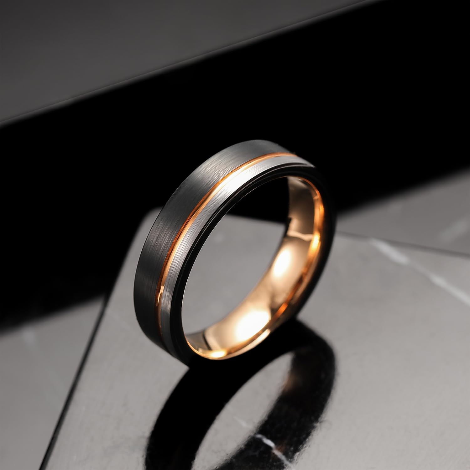 King Will LOOP Mens & Women Tungsten Carbide Wedding Band Ring - 6mm/8mm Comfort Fit in Black, Silver, Blue & Brushed Gold - Durable Groove Design for Anniversary, Engagement & Everyday Wear