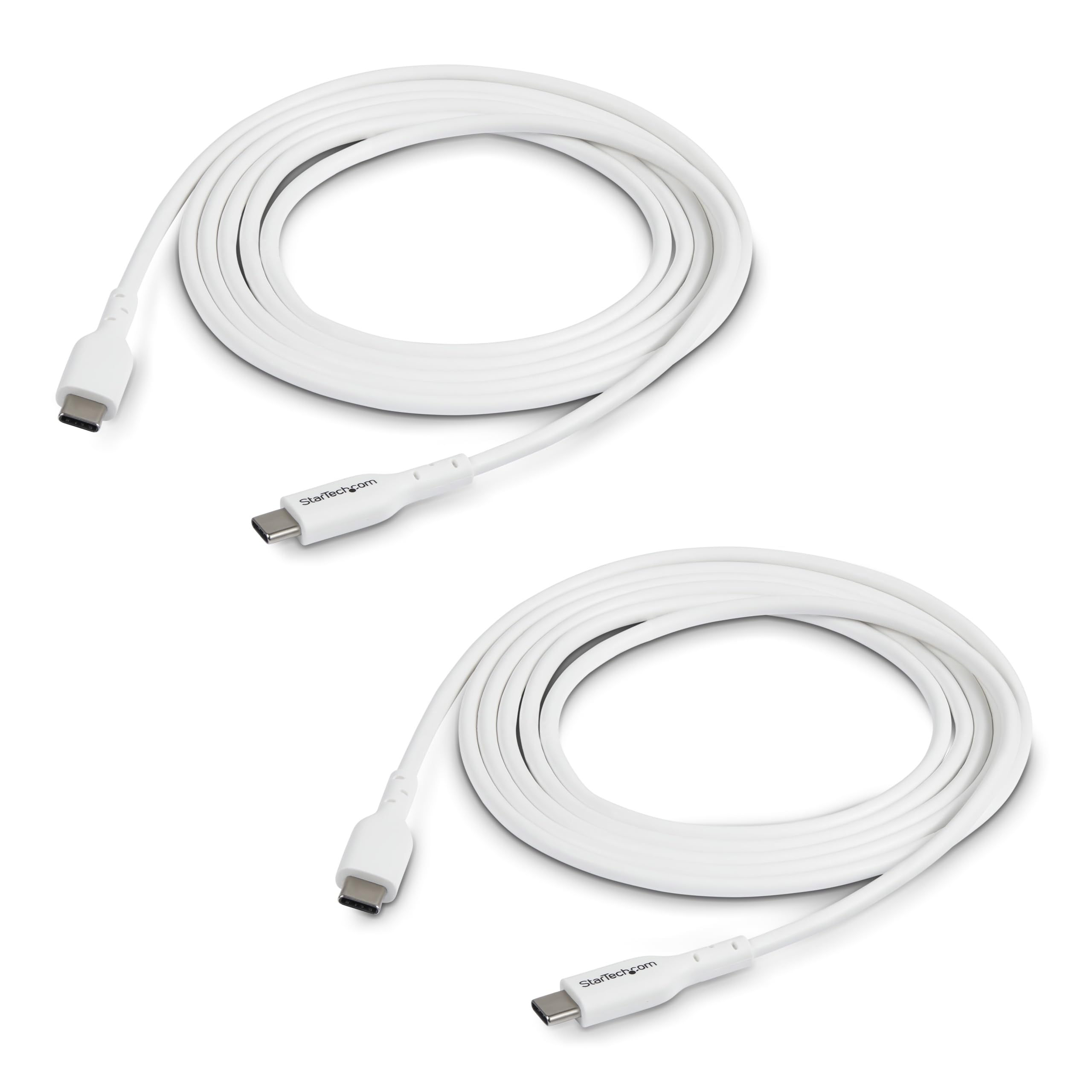 StarTech.com 3ft (0.9m) White USB-C to USB-C Cable 2 Pack - 60W Fast Charging, 3A Power Delivery - Compatible with MacBook Air, iPhone 16 Pro Max/15, iPad, Samsung Galaxy S23/S22 - Perfect for Home, Office & Travel Charging