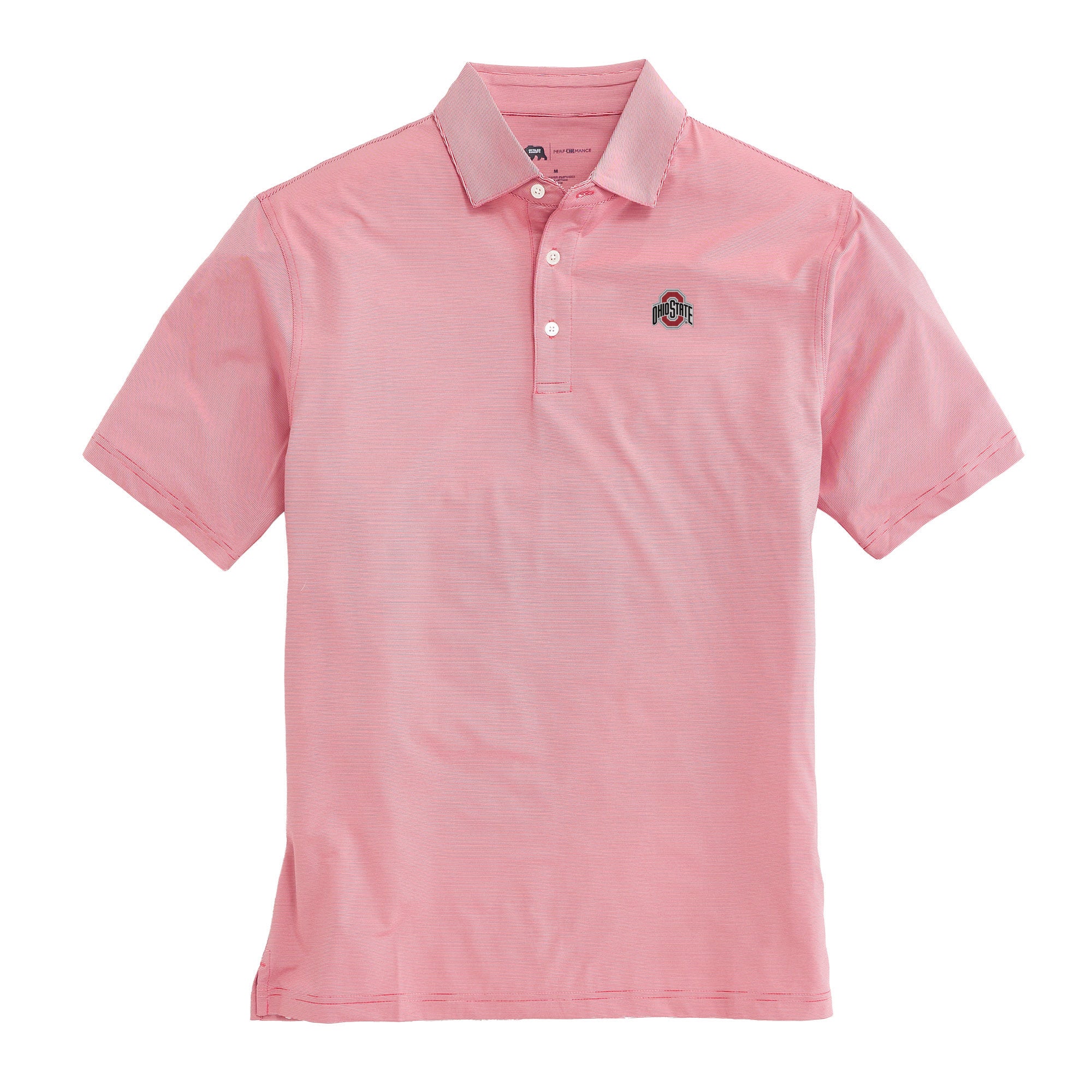 Ohio State Buckeyes Performance Polo Shirt - Moisture Wicking, Breathable, Striped Design for Men - Perfect for Game Day, Tailgating & Casual Wear (Red)