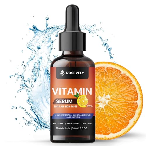 Rosevely 20% Vitamin C Face Serum for Glowing Skin - Beginner Friendly Brightening Serum with Highly Stable Vitamin C Formula | Non-Irritating & Effective for Dark Spots & Uneven Skin Tone | 30ml | Perfect for Morning Skincare Routine & Anti-Aging Treatment