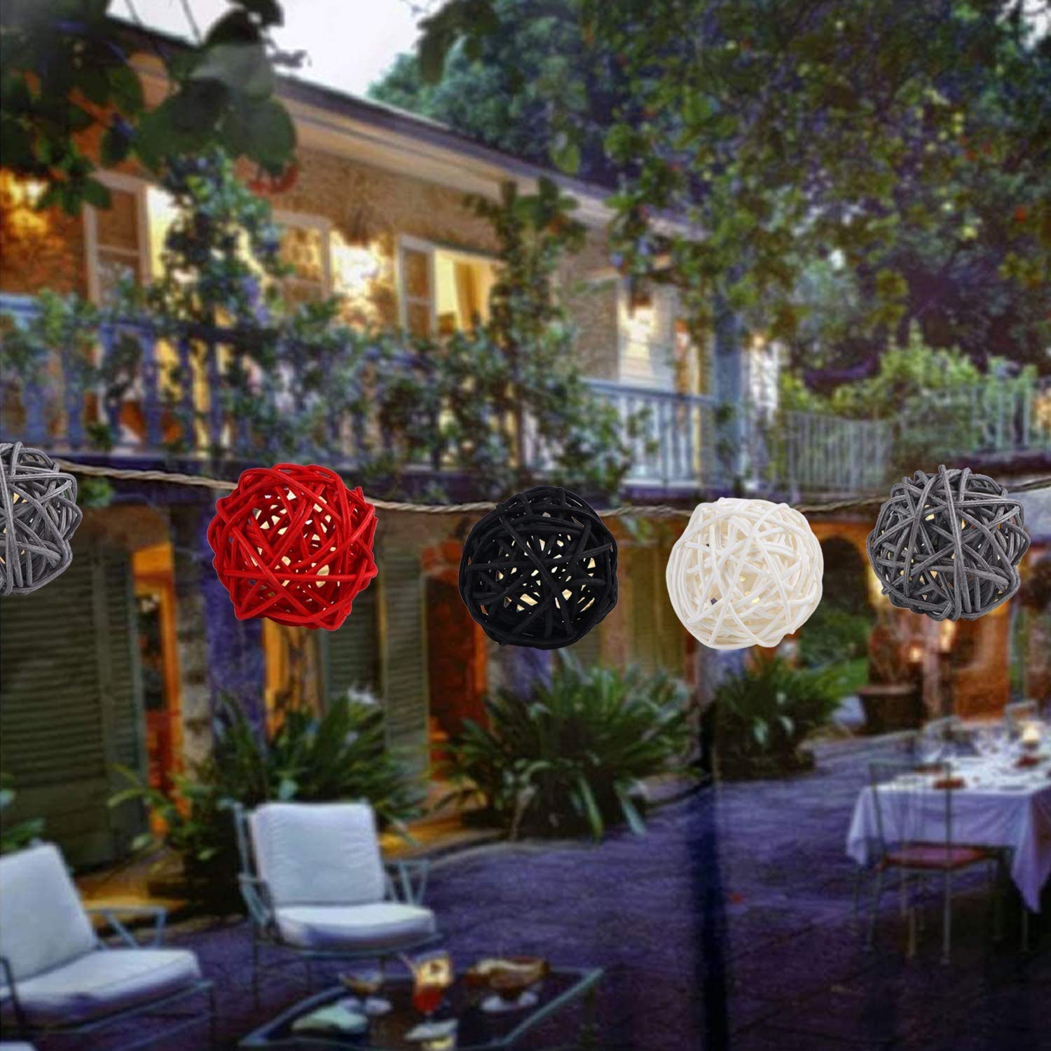 2 Inch Rattan Balls - Decorative DIY Filler Ornaments for Wedding Table Decor (Black, Red, White) | Perfect for Centerpieces, Party Decorations & Home Crafts