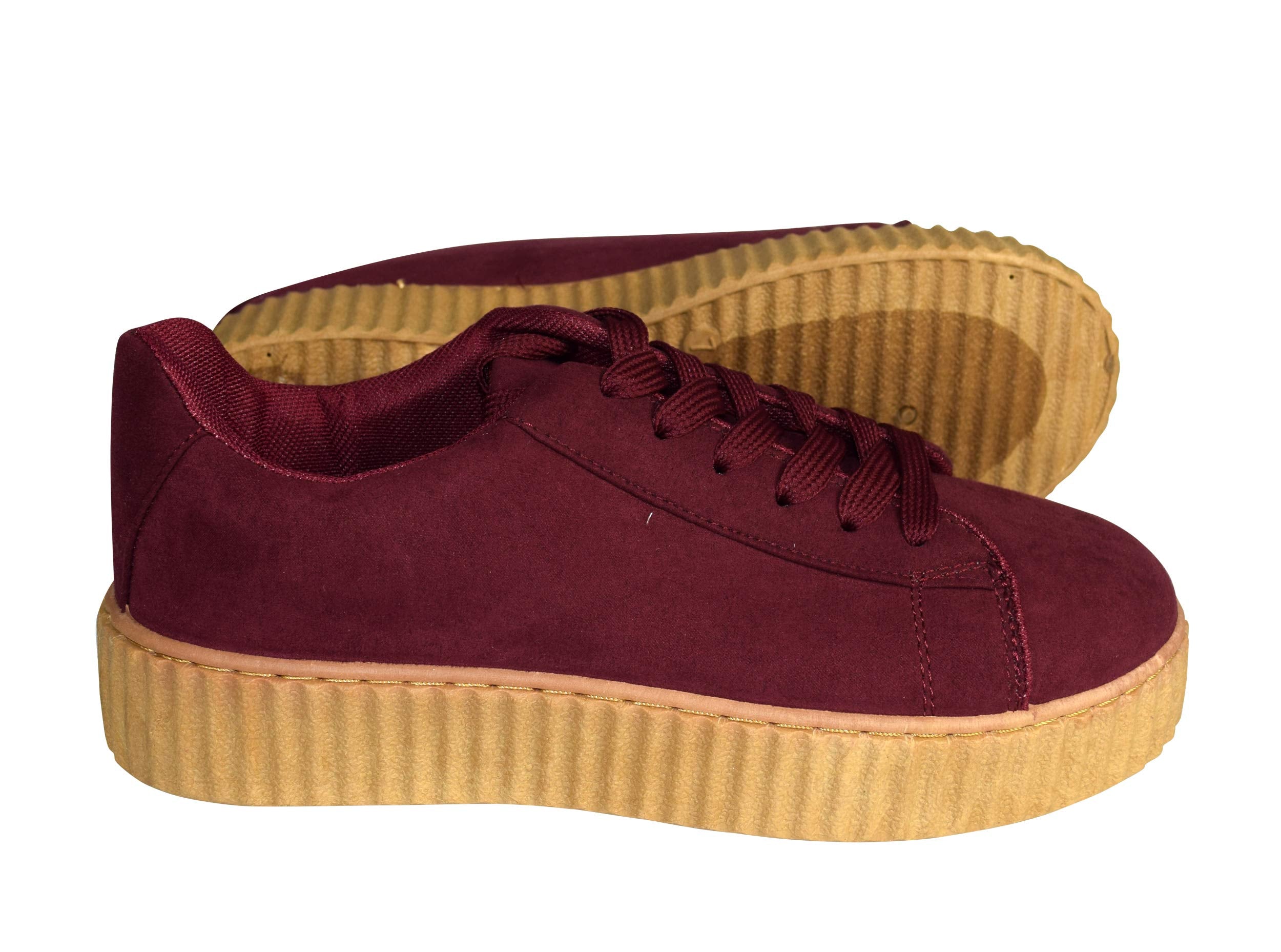 Women's Fashion Sneakers - Suede Flat Platform Lace-Up Casual Shoes for Walking, Work & Everyday Wear