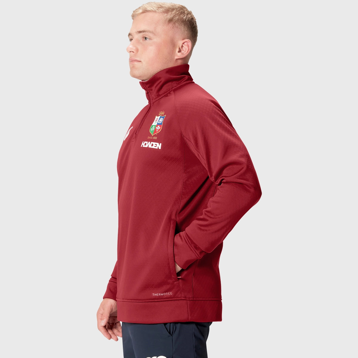 Canterbury British & Irish Lions Men's 1/4 Zip Fleece Jacket - Red Rugby Pullover for Training & Outdoor Activities