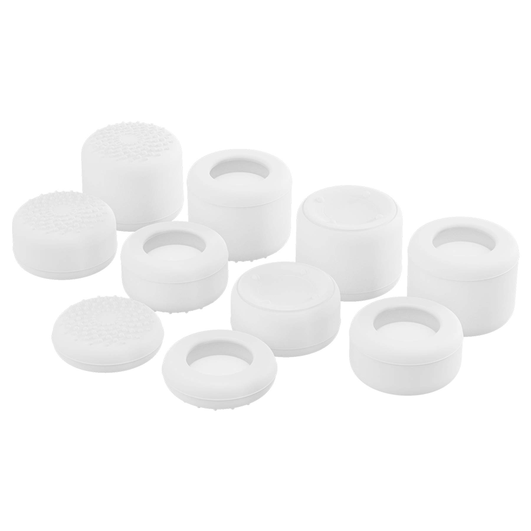 PlayVital White Ergonomic Thumbstick Grips for Nintendo Switch Pro, PS5, PS4, Xbox Series X/S, Xbox One Controllers - 3 Height Options with Convex & Concave Design, Raised Dots & Studded Texture - Improve Gaming Comfort & Precision for FPS, Racing & Action Games
