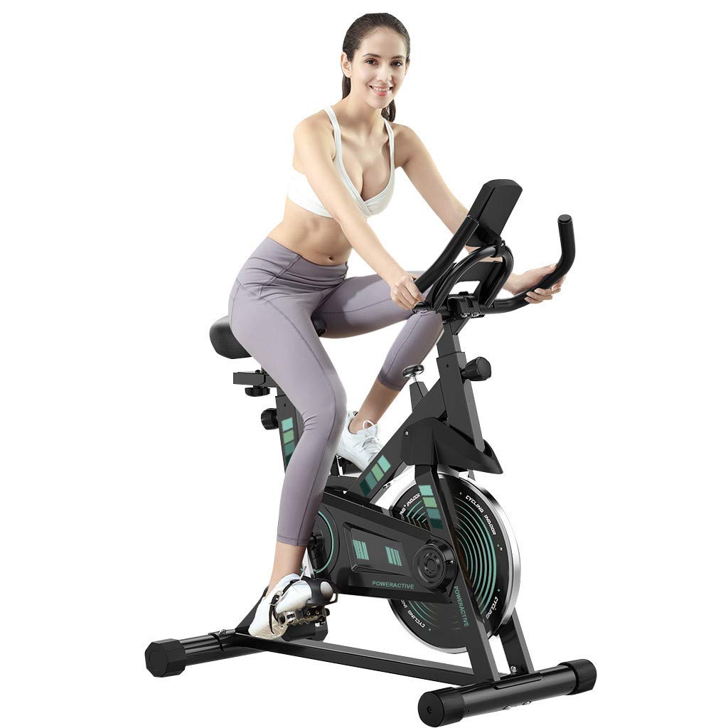 Sunny Health Indoor Exercise Bike - 330 Lbs Weight Capacity Stationary Cycling Bike with LCD Monitor & Comfortable Seat Cushion | Perfect for Home Workouts, Seniors & Low-Impact Cardio Training