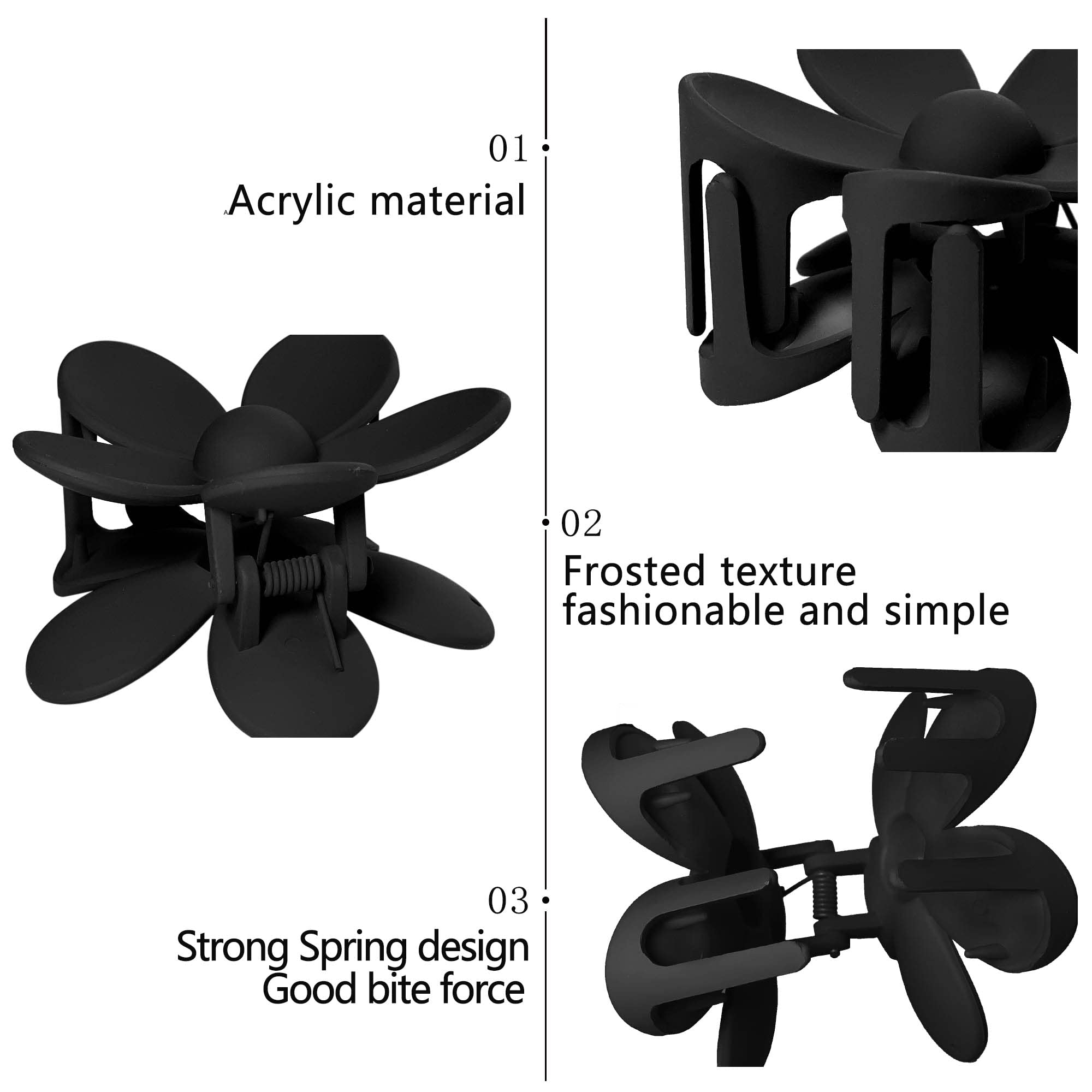 OWIIZI Jumbo Claw Clips for Thick Hair - 6PCS Large Strong Hold Hair Clips with Flower Design, Matte Finish in 6 Colors - Perfect for Women & Girls Hairstyles, Ponytails, Buns and Everyday Hair Accessories